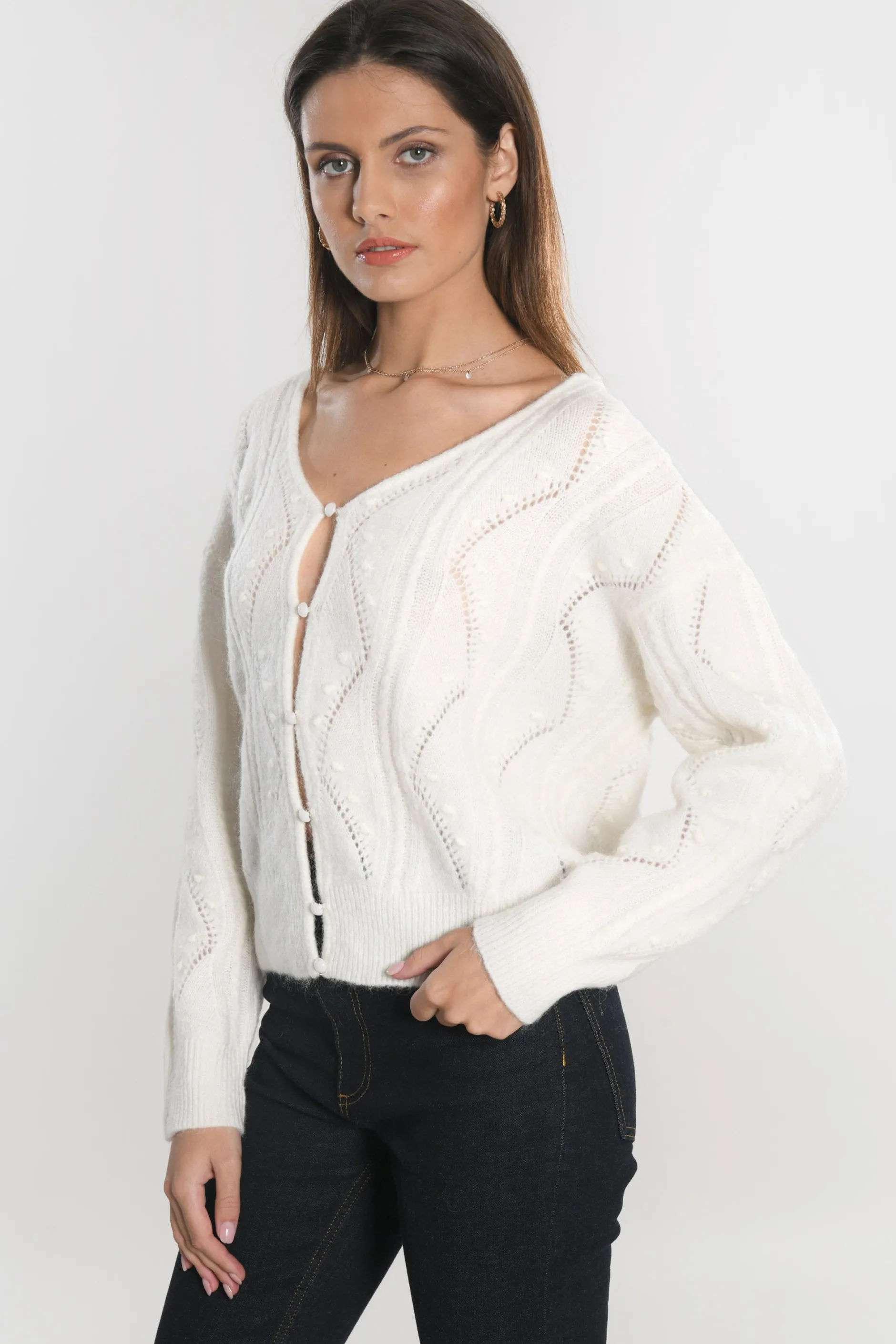 Shop KOOKAÏ CARDIGAN MONICA Ecru