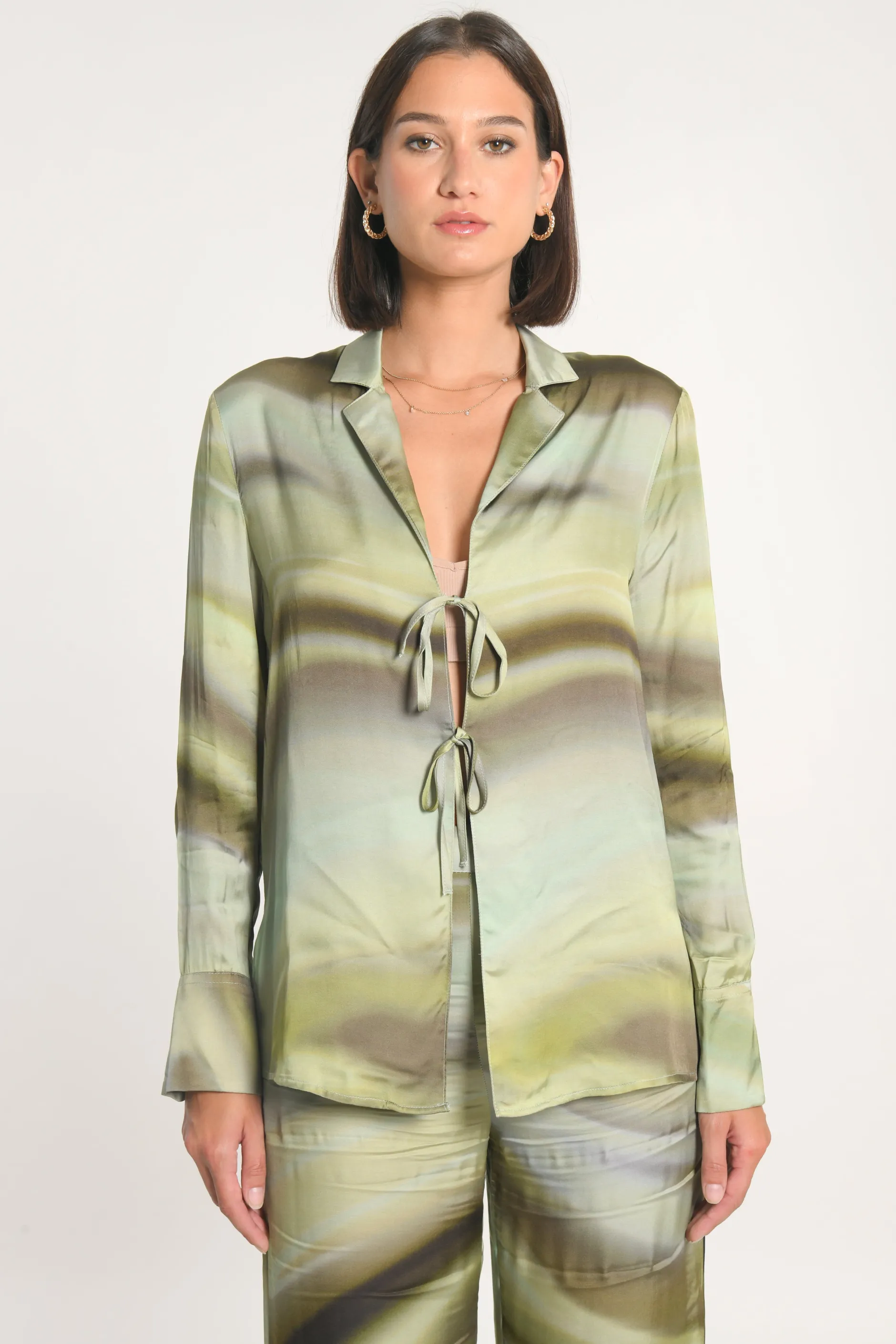 Shop KOOKAÏ CHEMISE NIKITA IMPRIMÉ 70s MULTI KAKI Multikaki