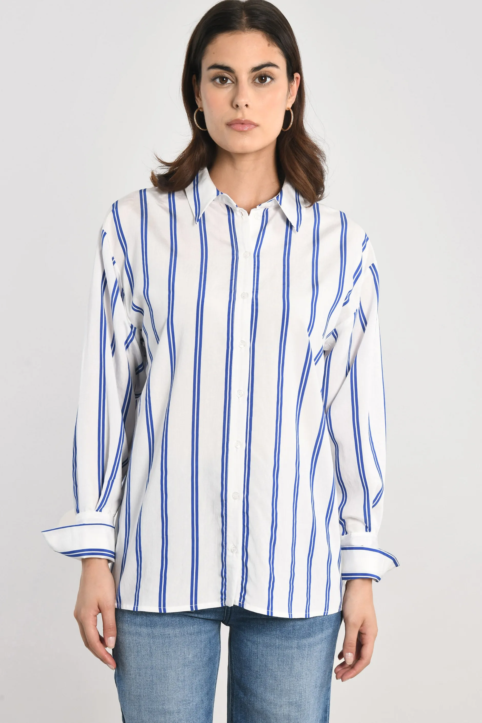 Hot KOOKAÏ CHEMISE RAYURES HEATHER BLANC/BLEU Blancbleu