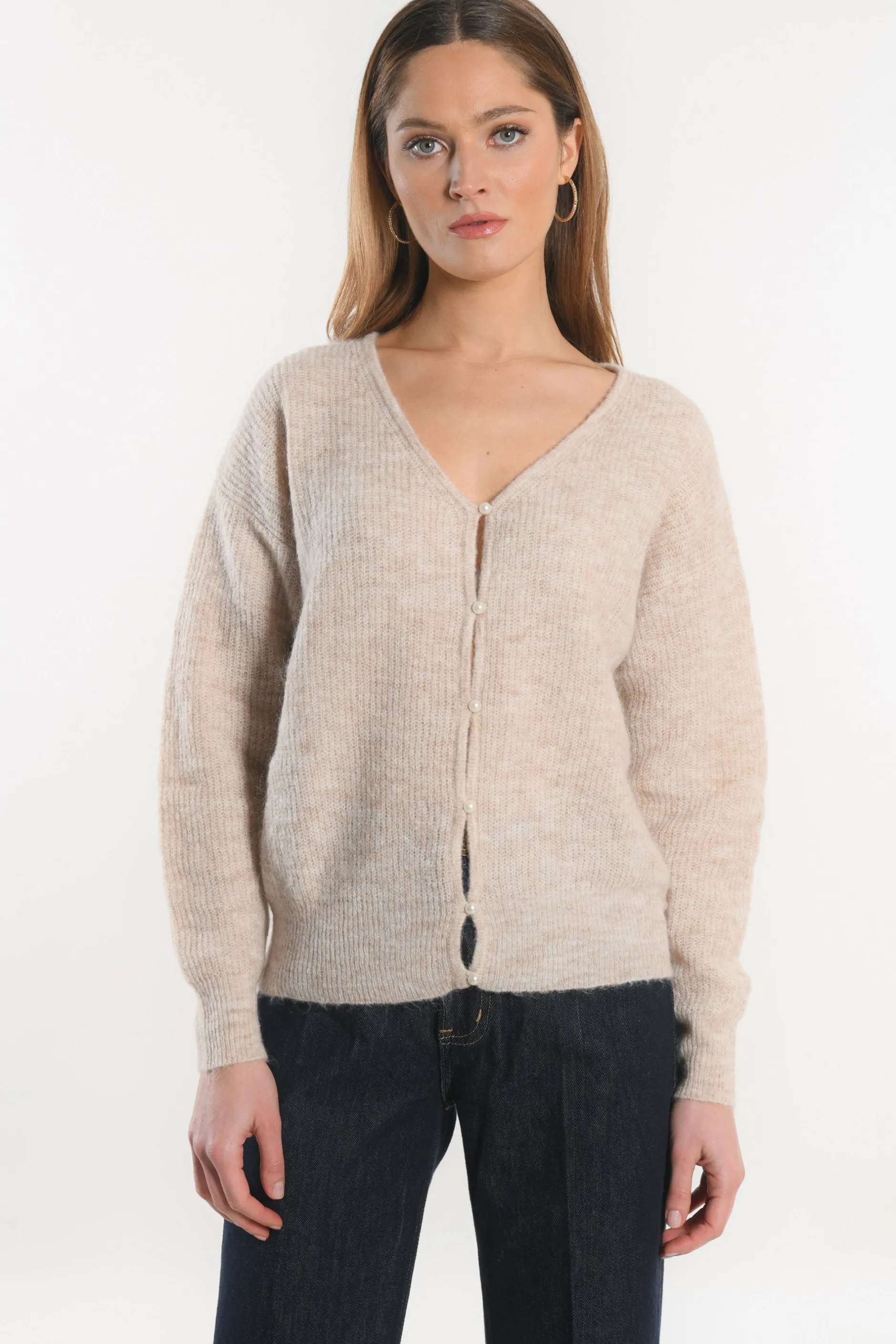Best Sale KOOKAÏ GILET COURT - SOLANGE - BEIGE CHINE Beigechine