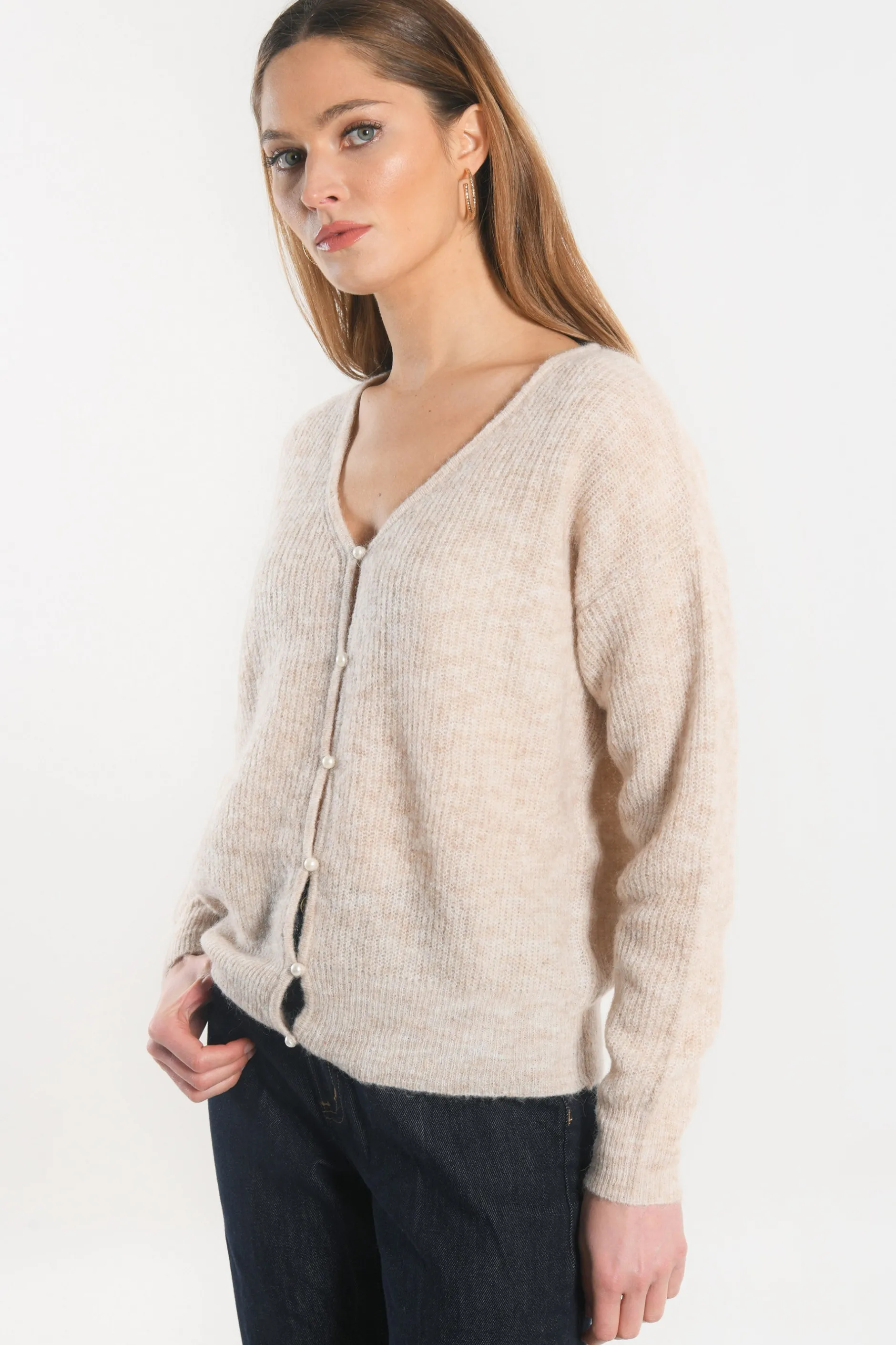 Best Sale KOOKAÏ GILET COURT - SOLANGE - BEIGE CHINE Beigechine
