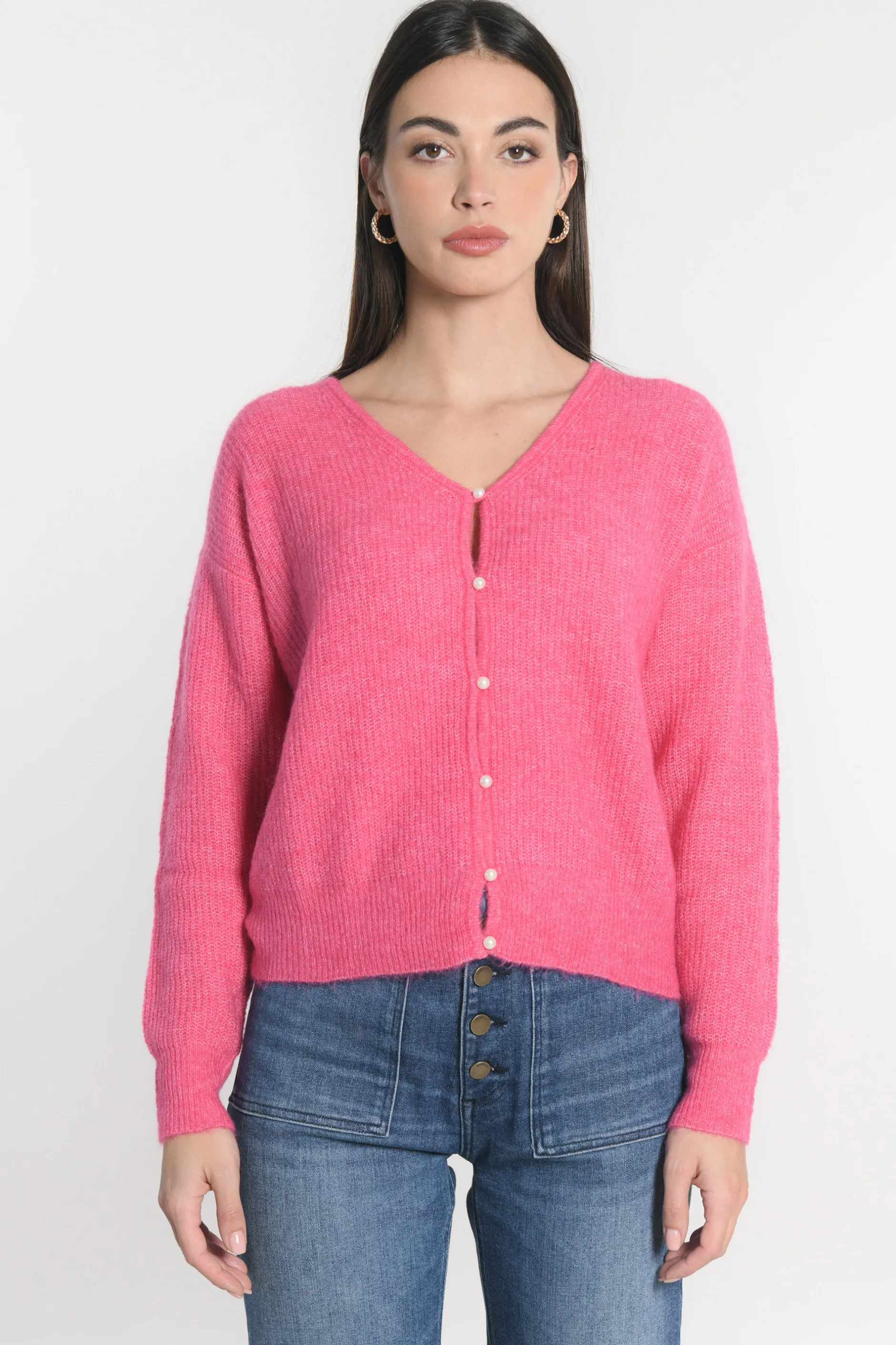 Discount KOOKAÏ GILET COURT SOLANGE Fushia