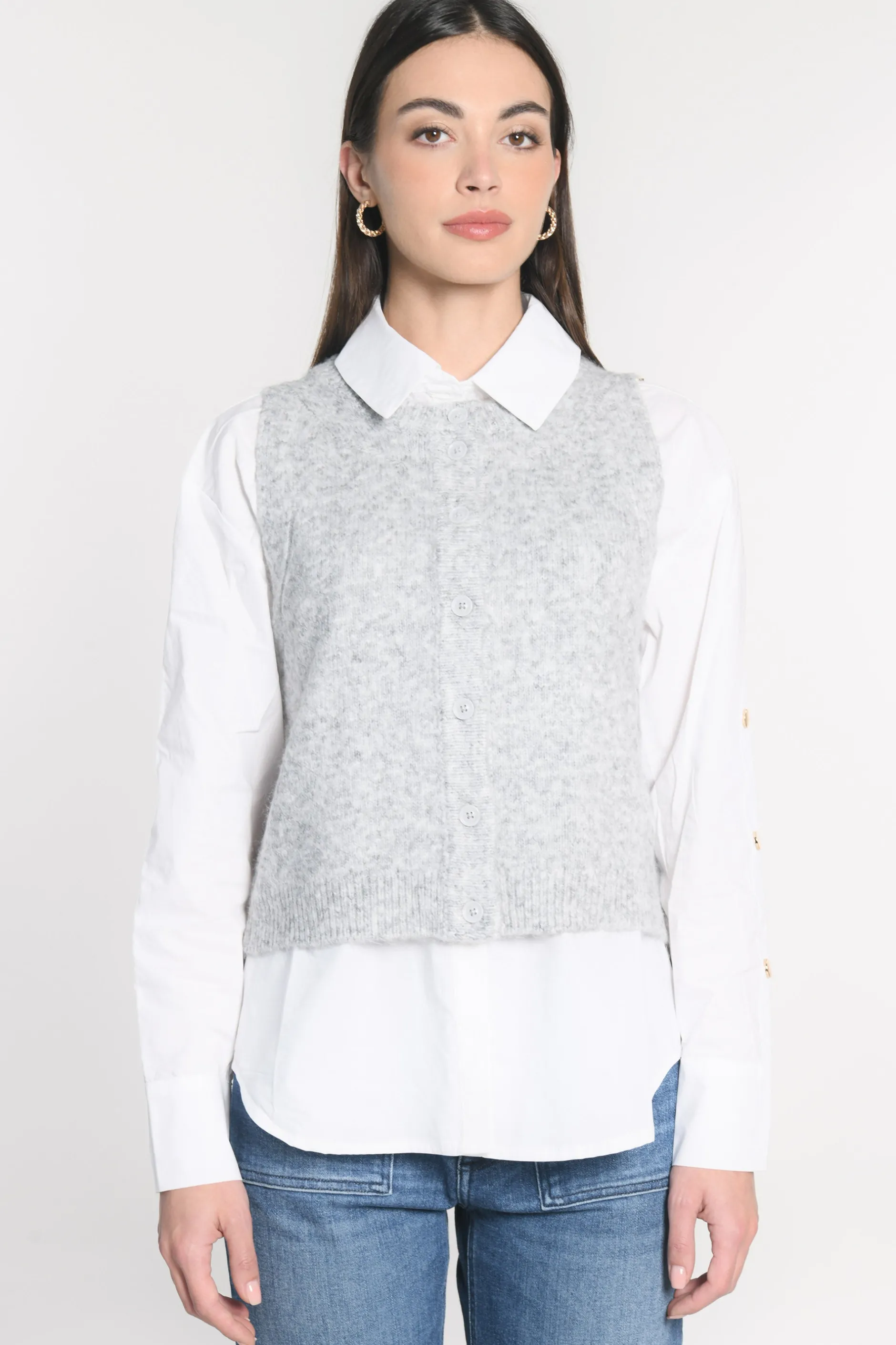 Best KOOKAÏ GILET JOANA GRIS CHINÉ Grischine