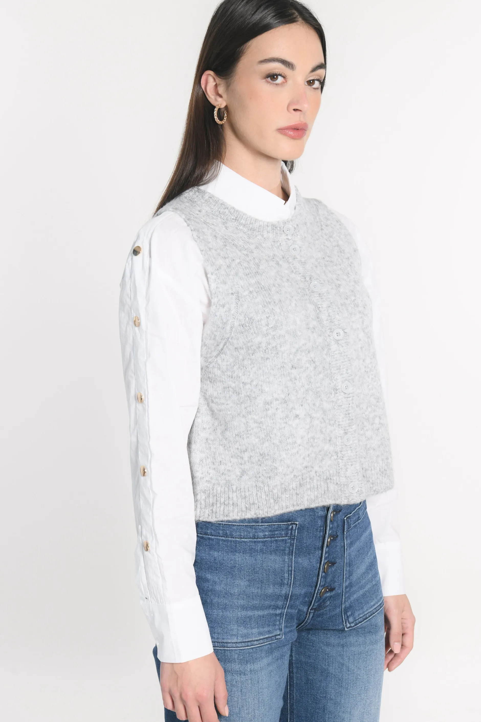 Best KOOKAÏ GILET JOANA GRIS CHINÉ Grischine