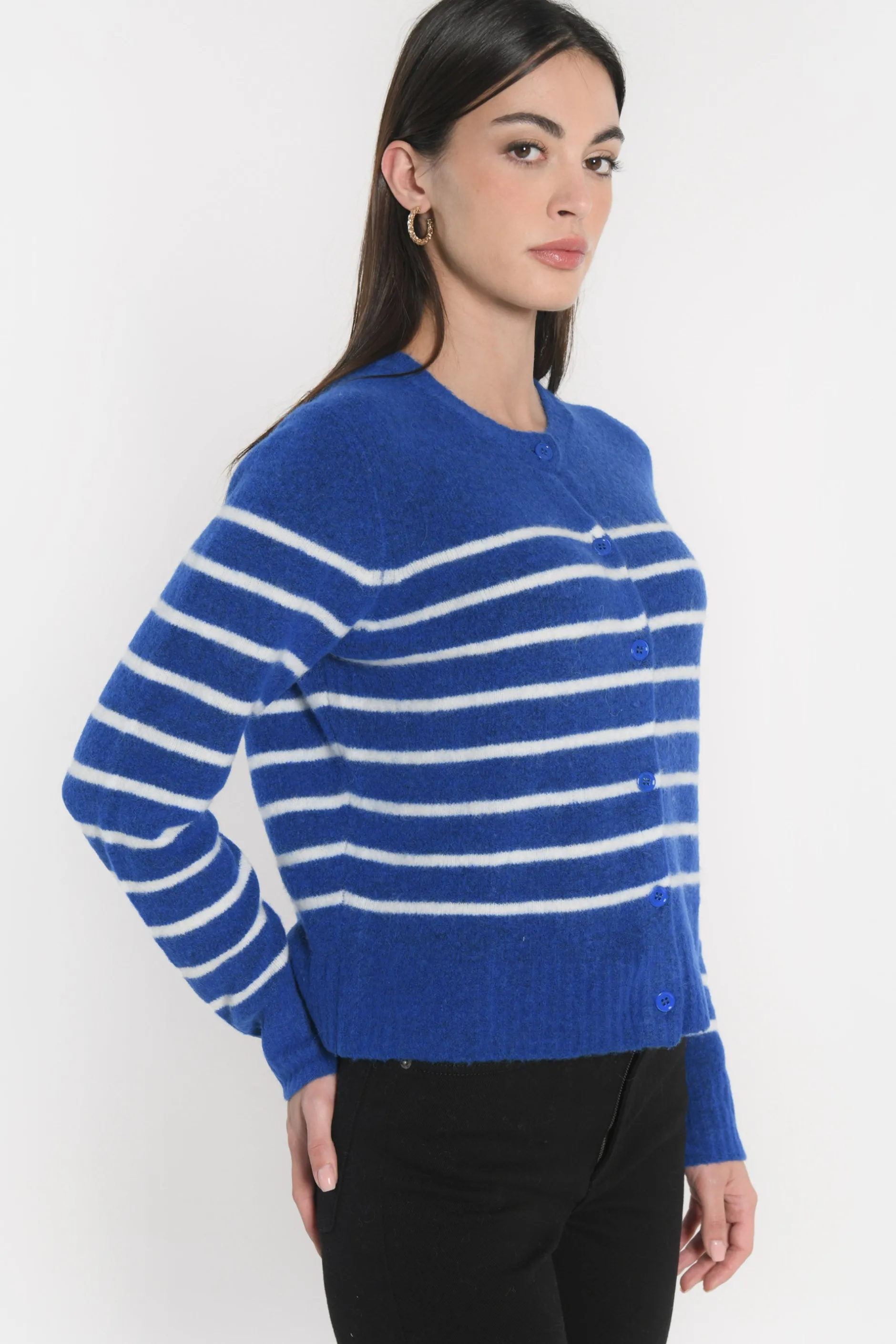 Best Sale KOOKAÏ GILET MARINIÈRE CONNIE Cobalt/ecru