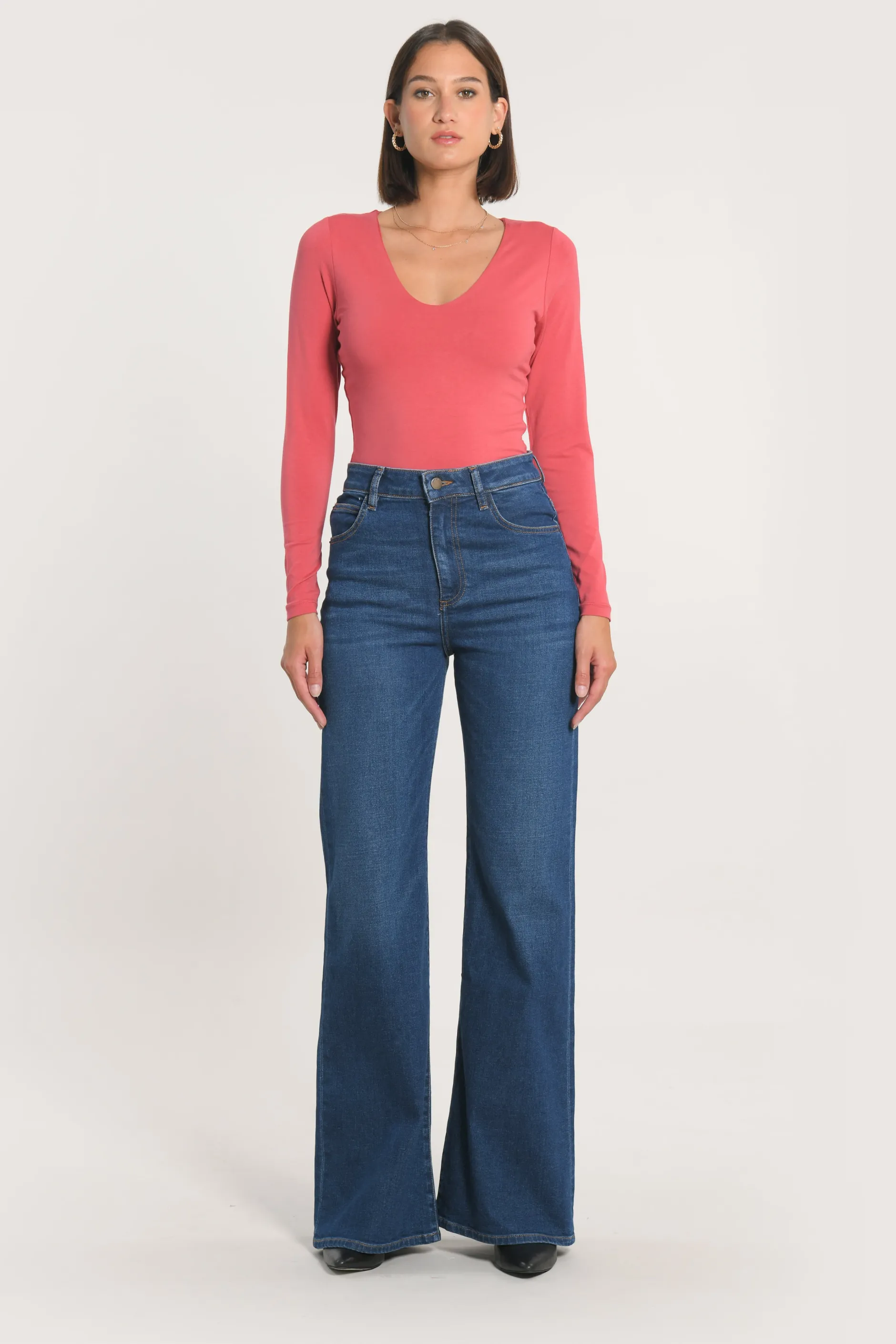 Shop KOOKAÏ JEAN FLARE ANGELE DOUBLE STONE Doublestone