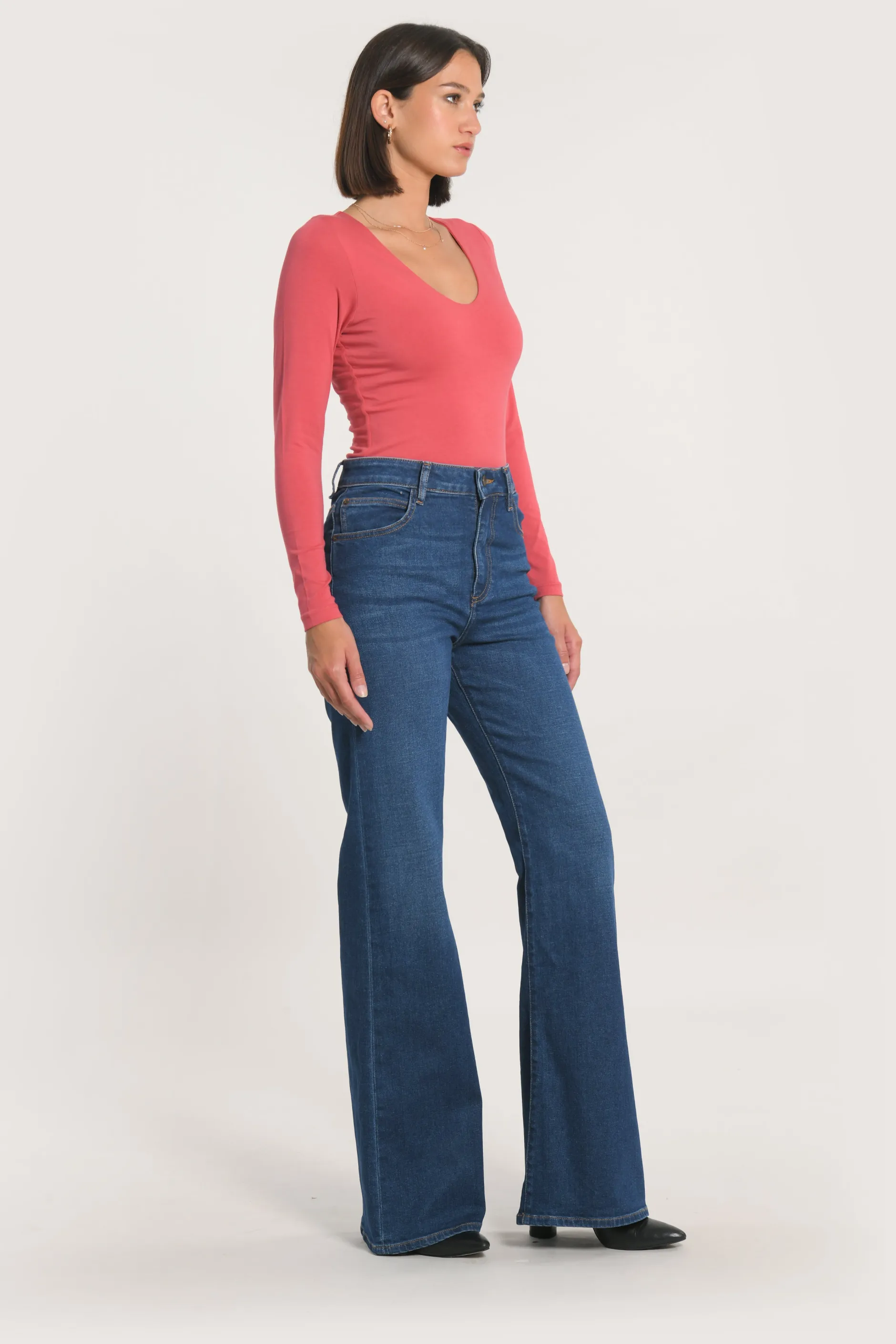 Shop KOOKAÏ JEAN FLARE ANGELE DOUBLE STONE Doublestone