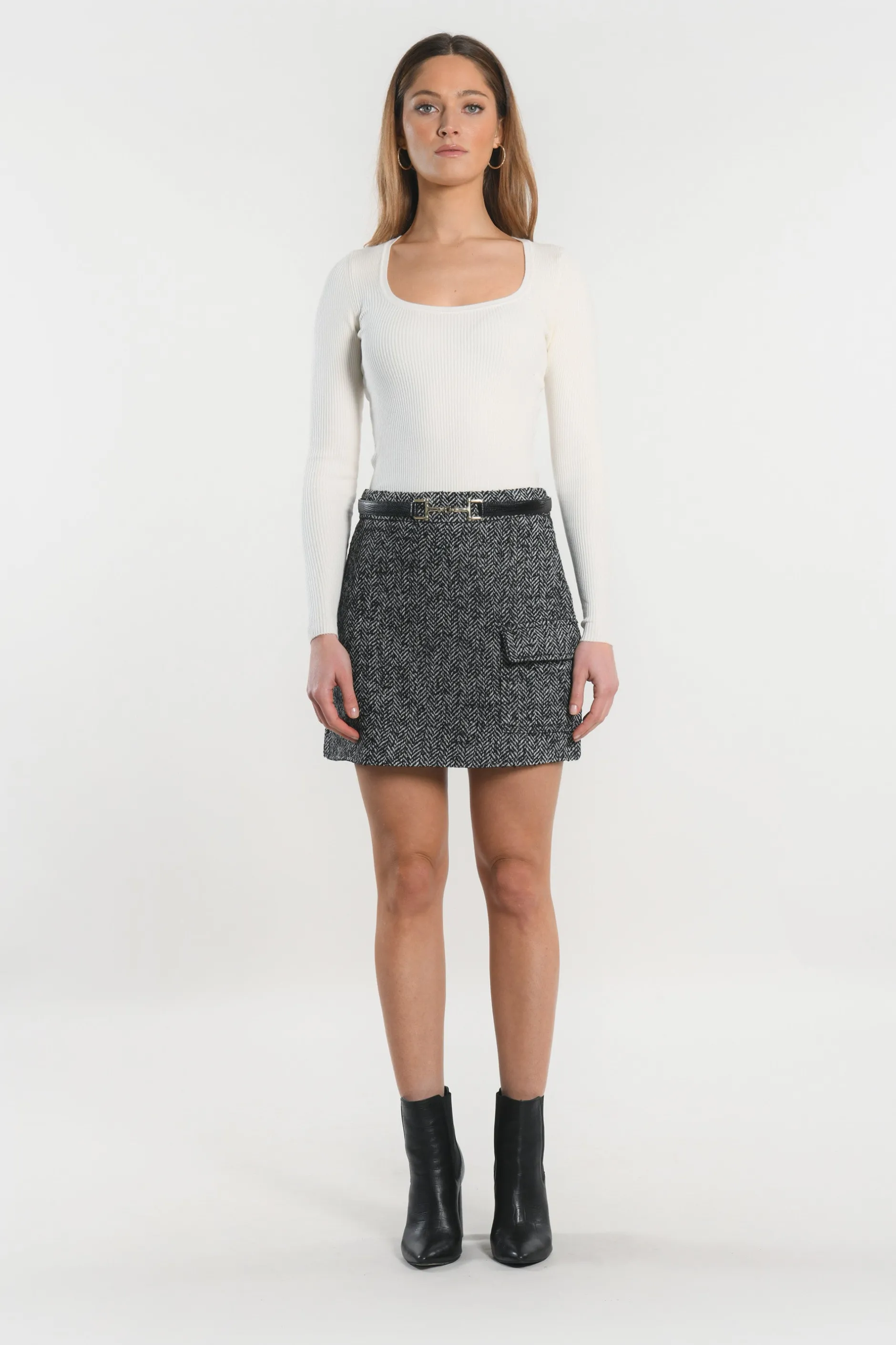 Store KOOKAÏ JUPE - NINO - NOIR/BLANC Noirblanc
