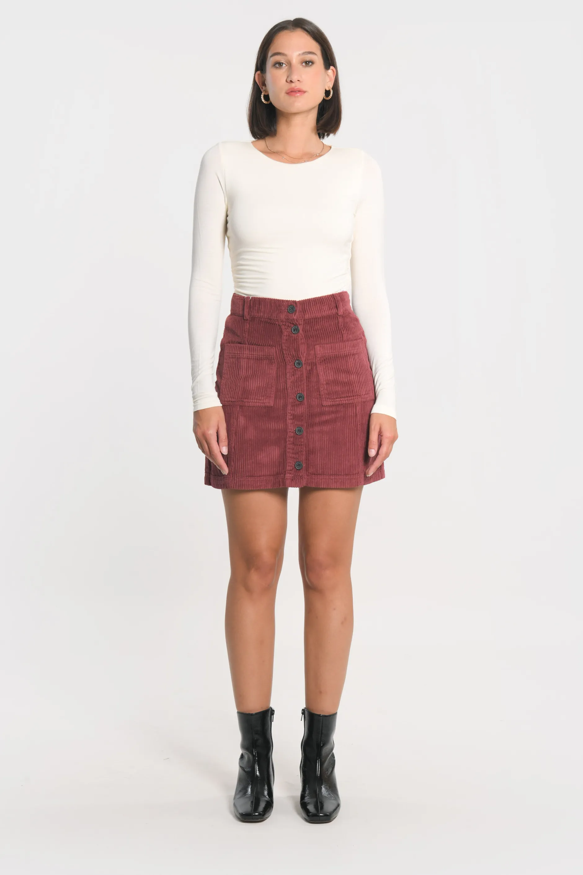 Store KOOKAÏ JUPE VELOURS SUZANNE Bordeaux