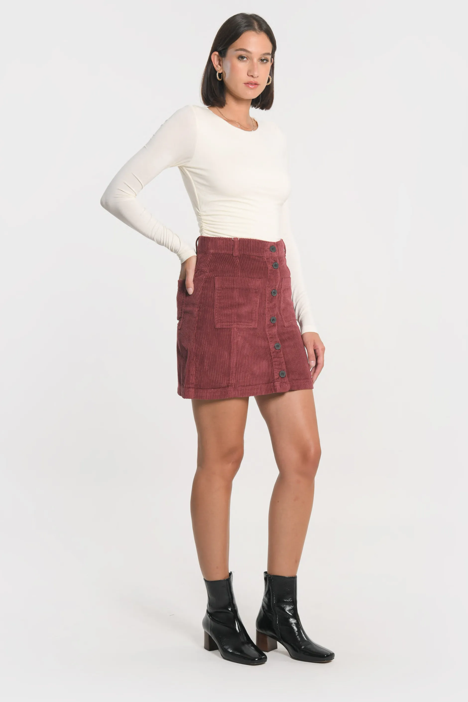 Store KOOKAÏ JUPE VELOURS SUZANNE Bordeaux