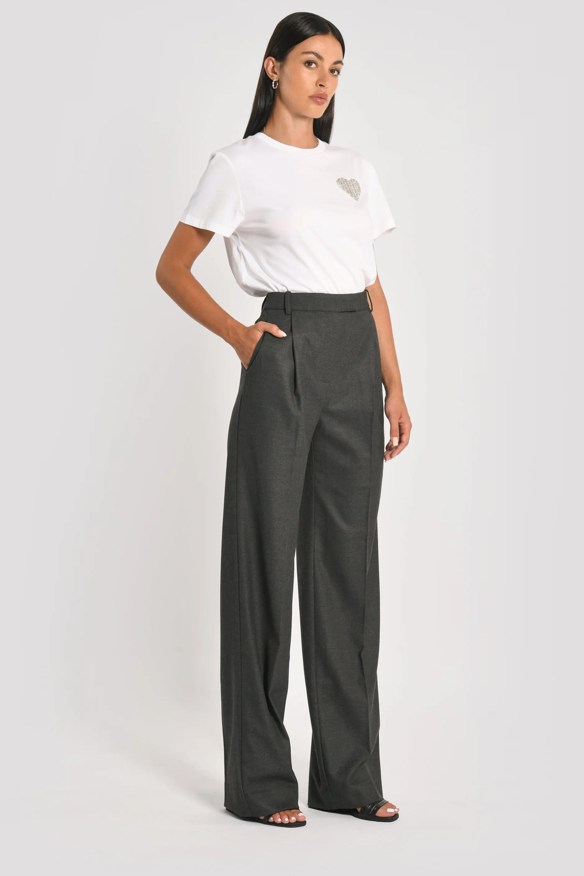 Sale KOOKAÏ PANTALON LARGE SHEILA GRIS FONCÉ Grisfonce