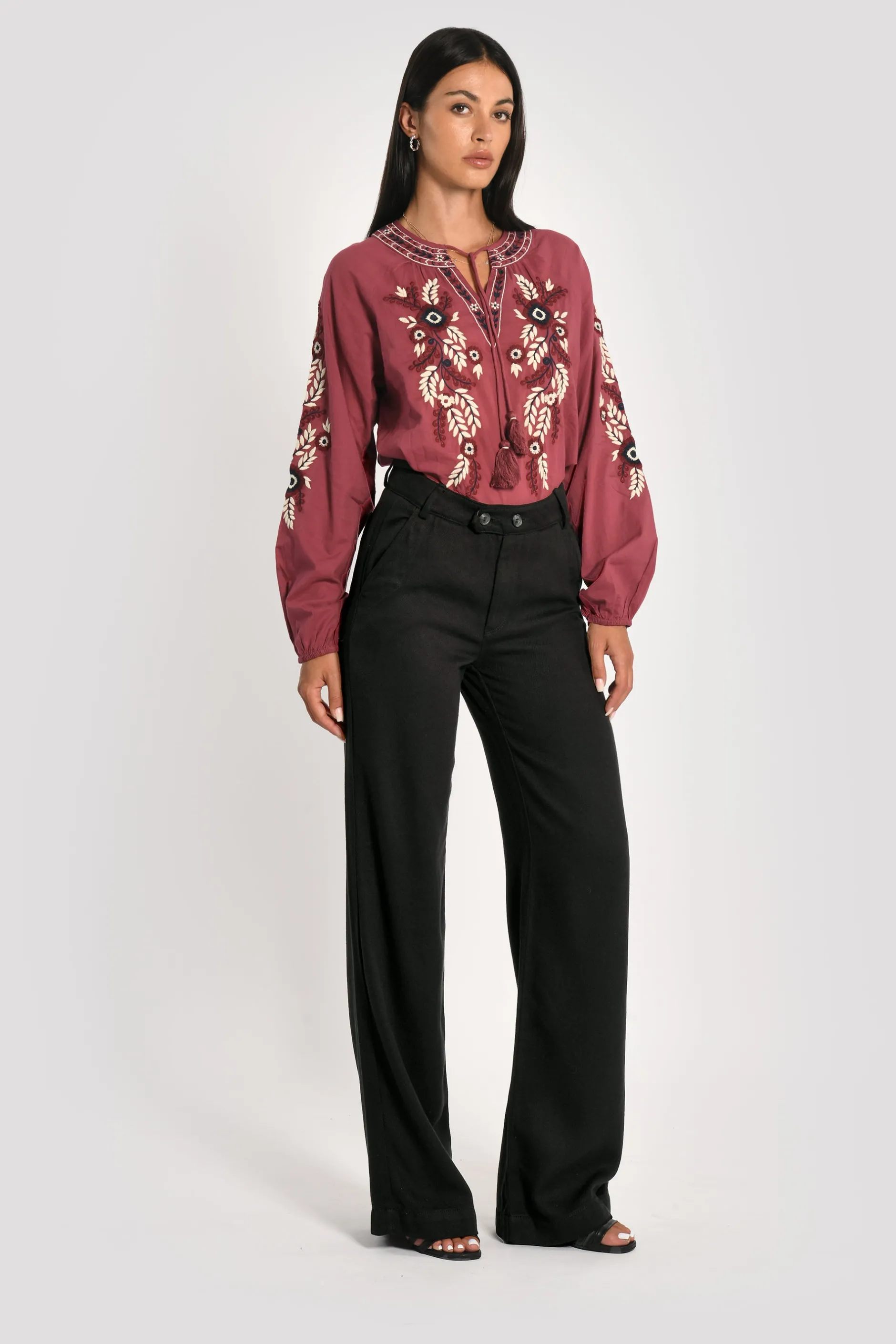 Clearance KOOKAÏ PANTALON LARGE TENCEL SUN Noir