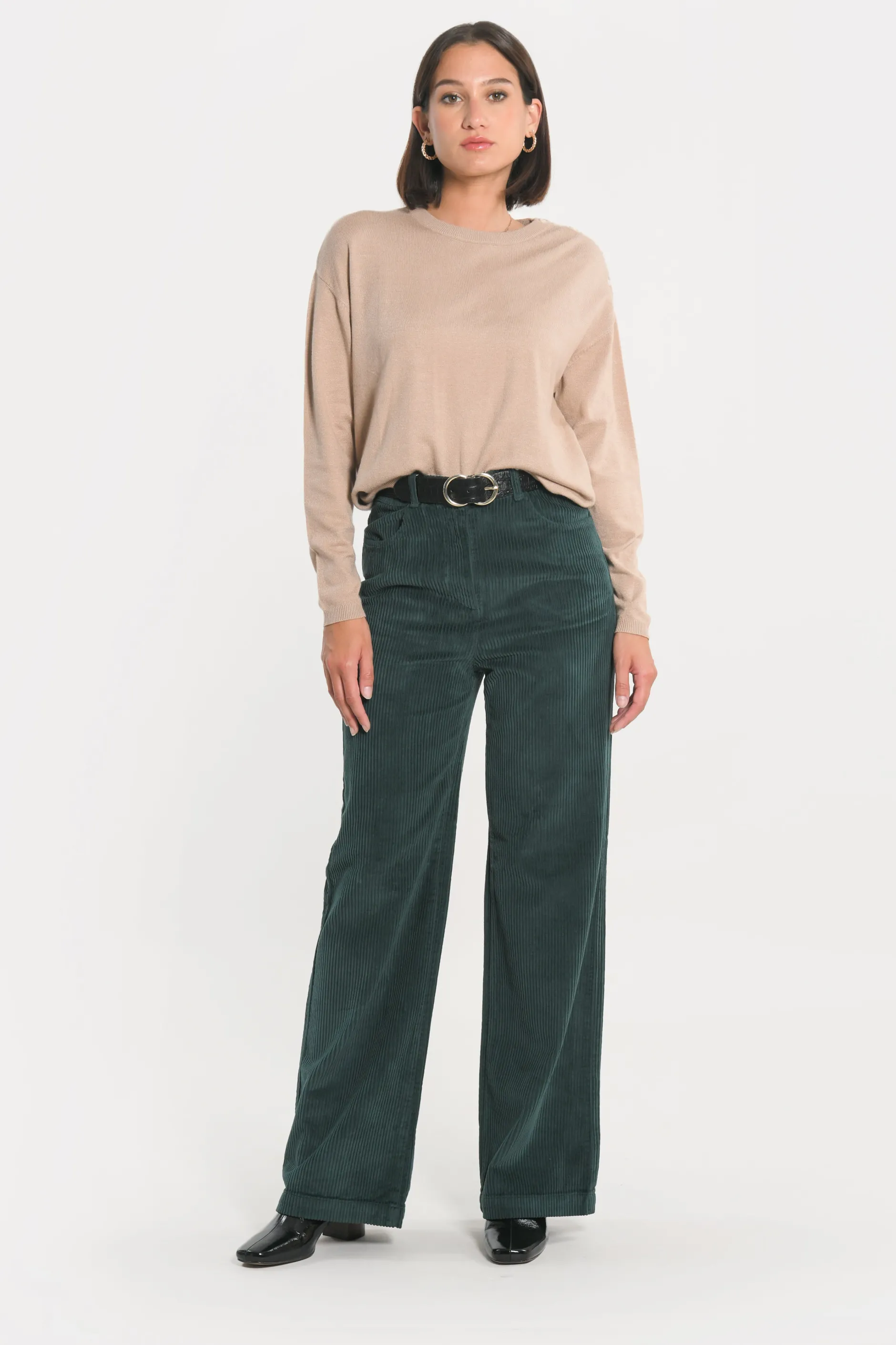 Online KOOKAÏ PANTALON VELOURS FLARE SUZANNE Emeraude