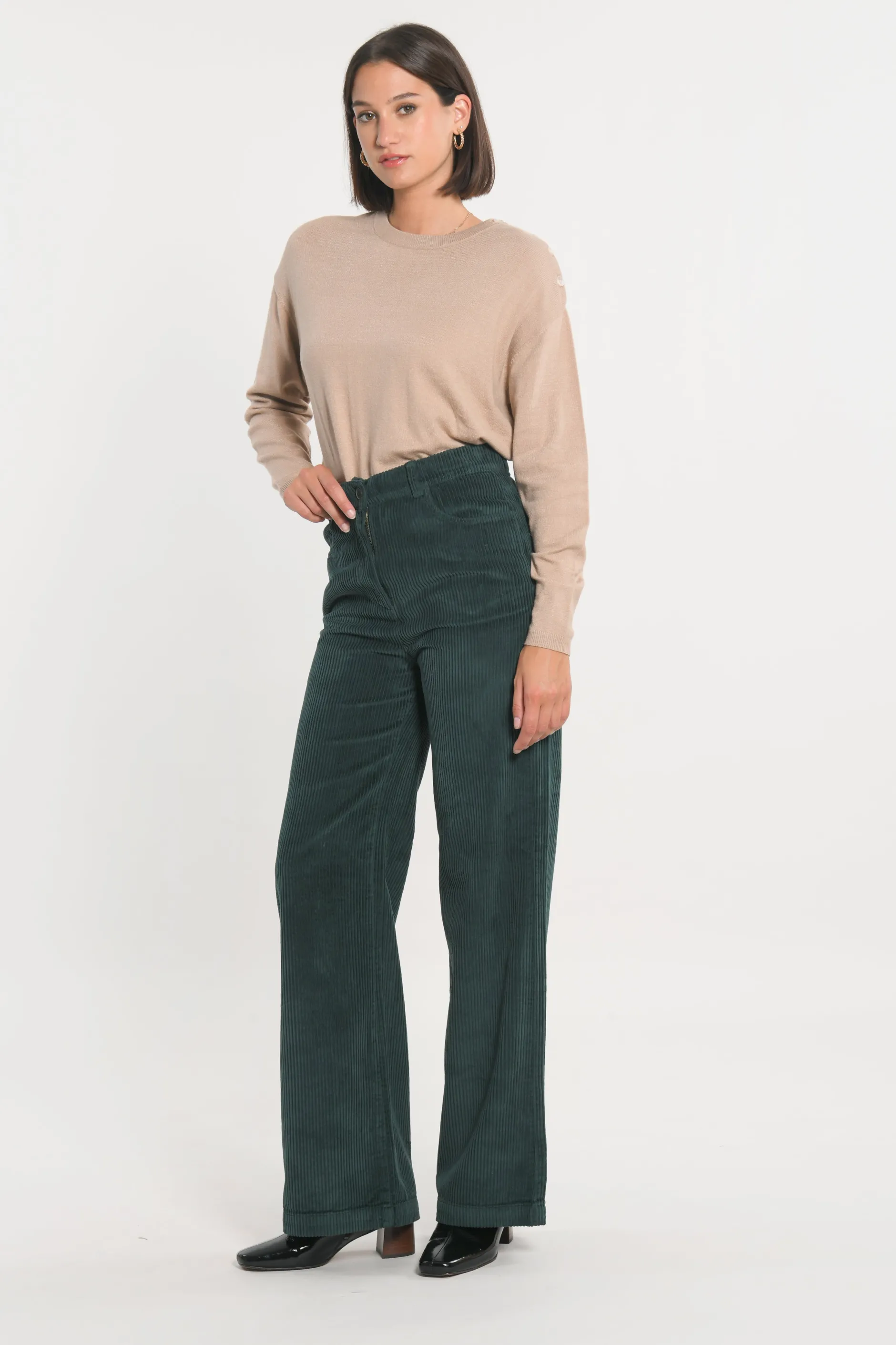 Online KOOKAÏ PANTALON VELOURS FLARE SUZANNE Emeraude