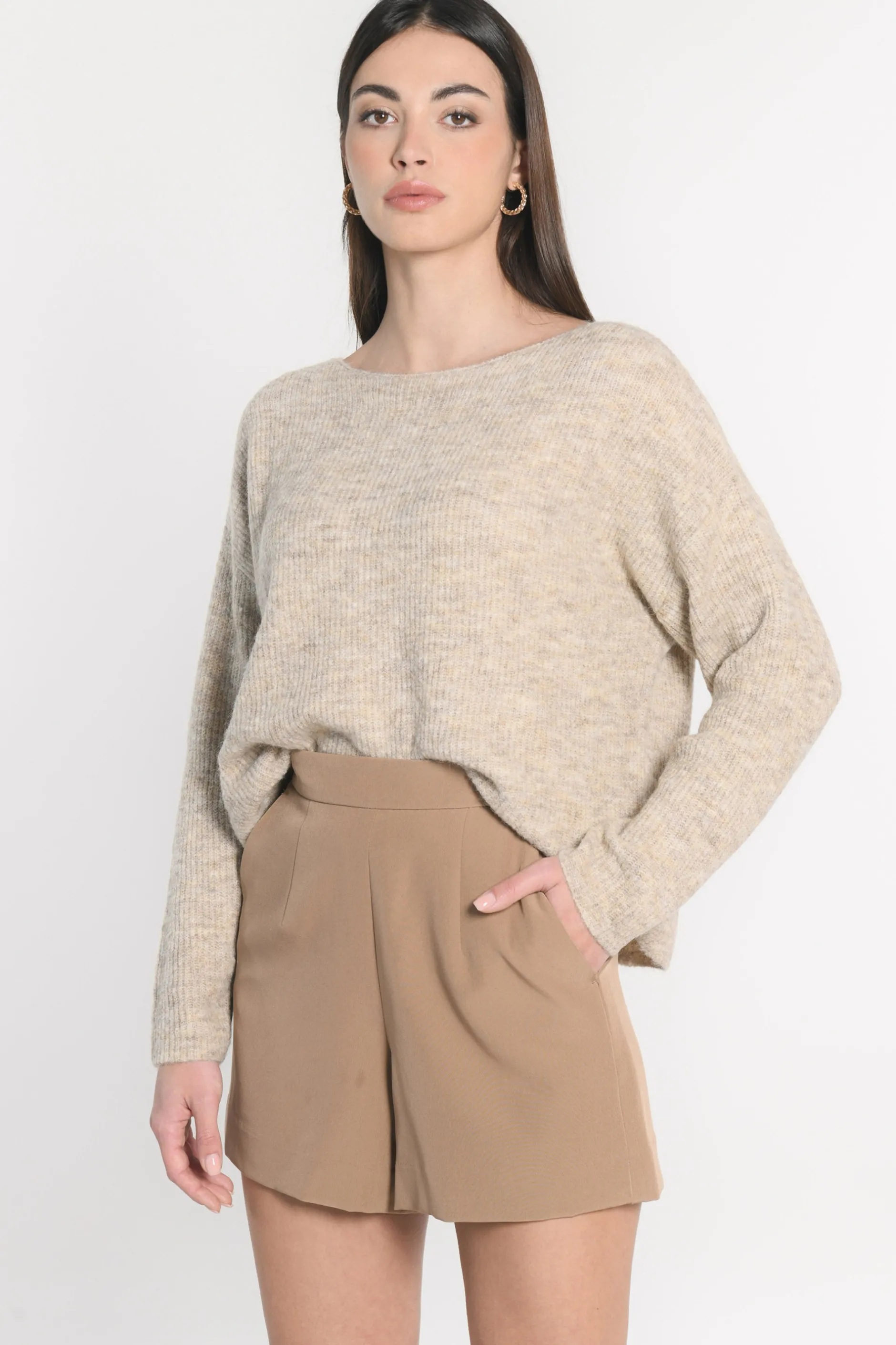 Best Sale KOOKAÏ PULL BATEAU DANNA BEIGE CHINÉ Beigechine