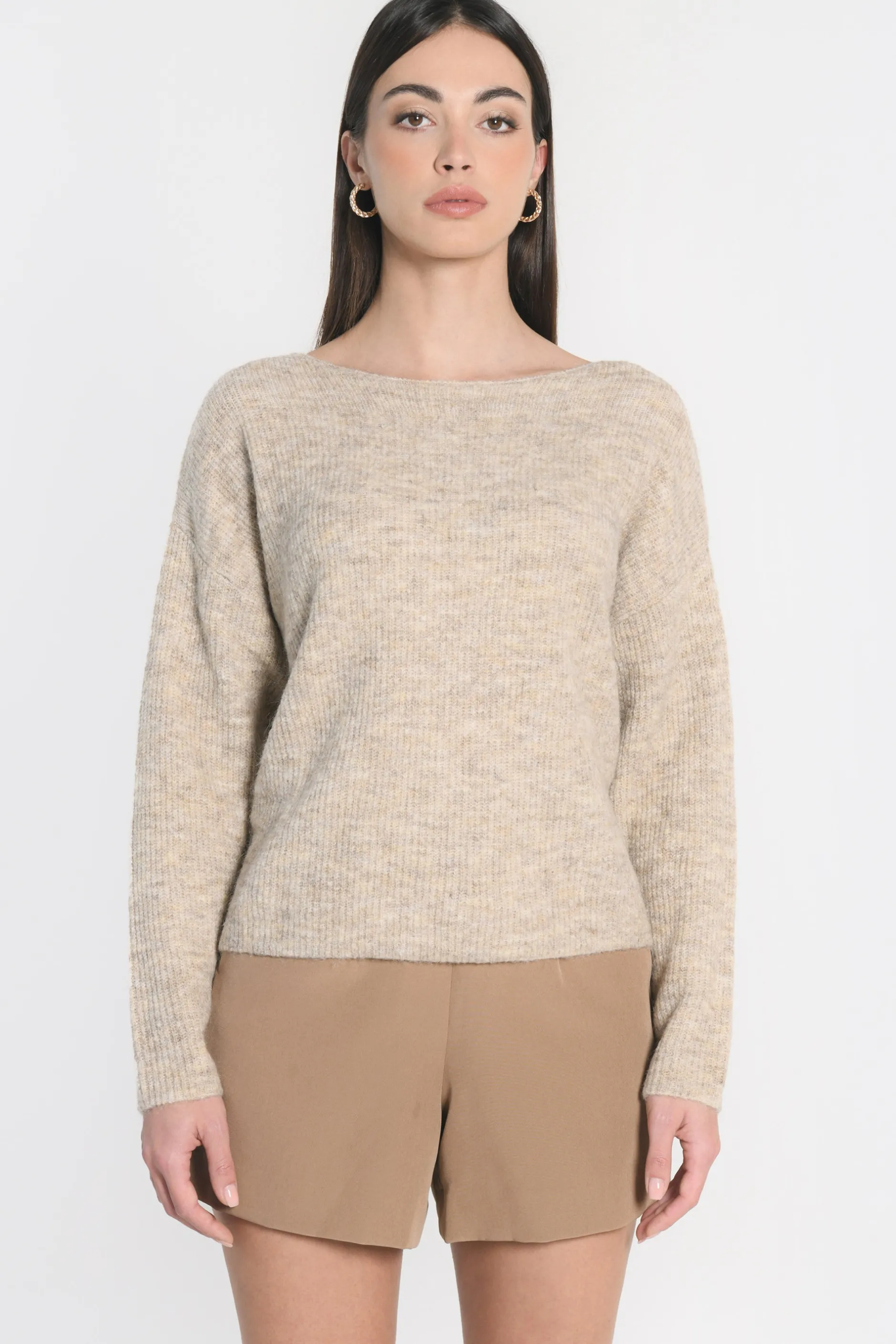 Best Sale KOOKAÏ PULL BATEAU DANNA BEIGE CHINÉ Beigechine