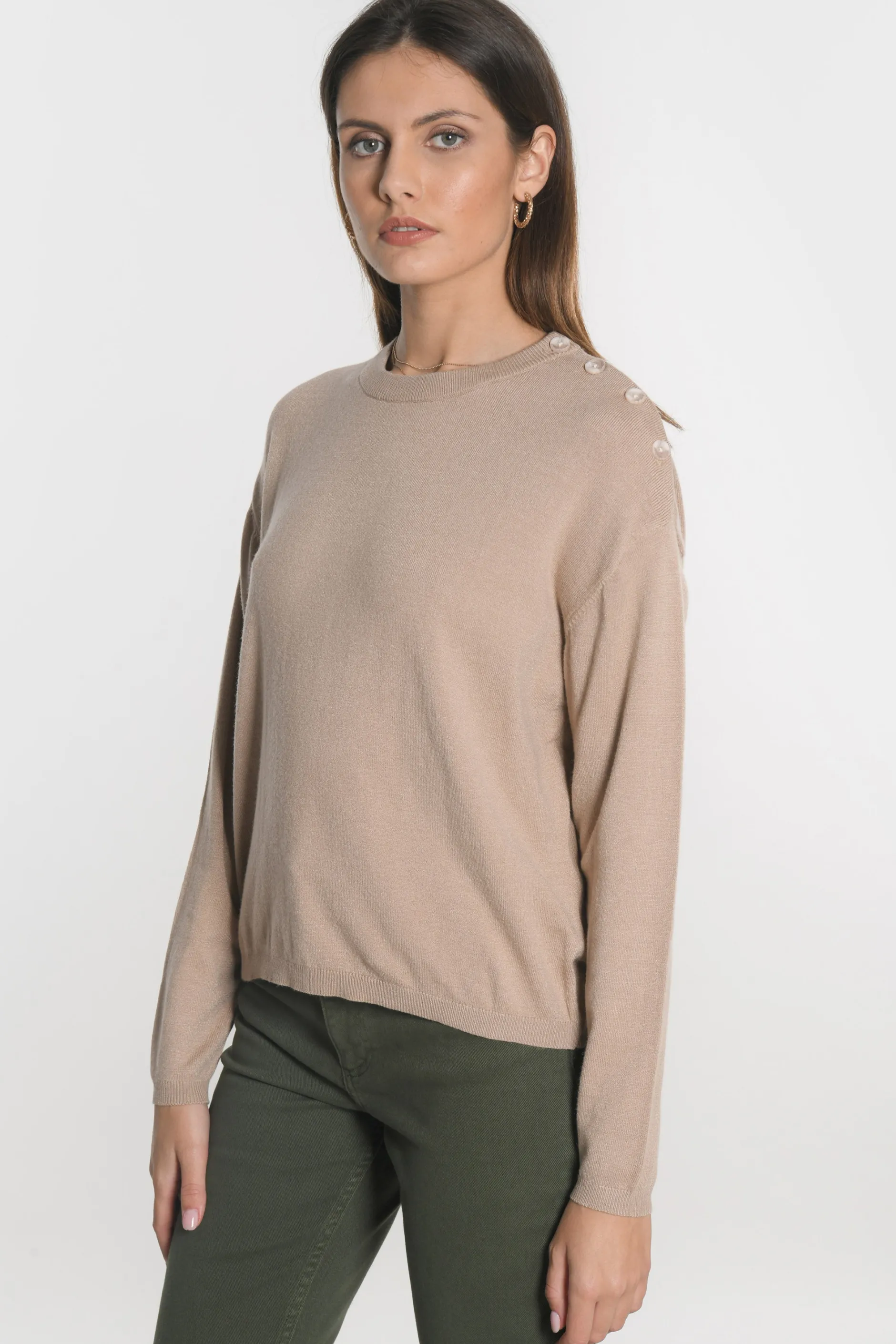 New KOOKAÏ PULL BOUTONNE NOLWENN Camel