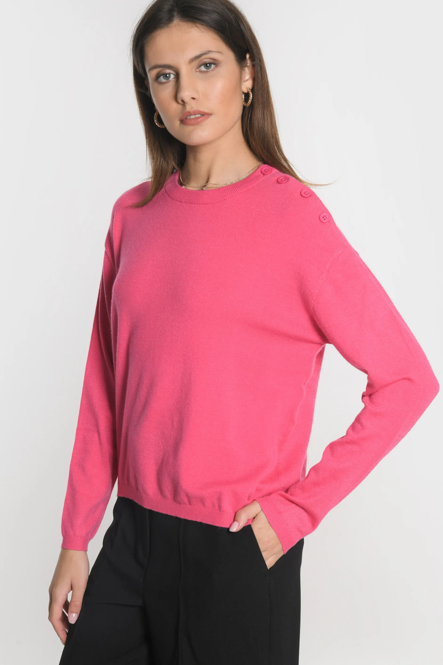 Flash Sale KOOKAÏ PULL BOUTONNE NOLWENN Fuschia