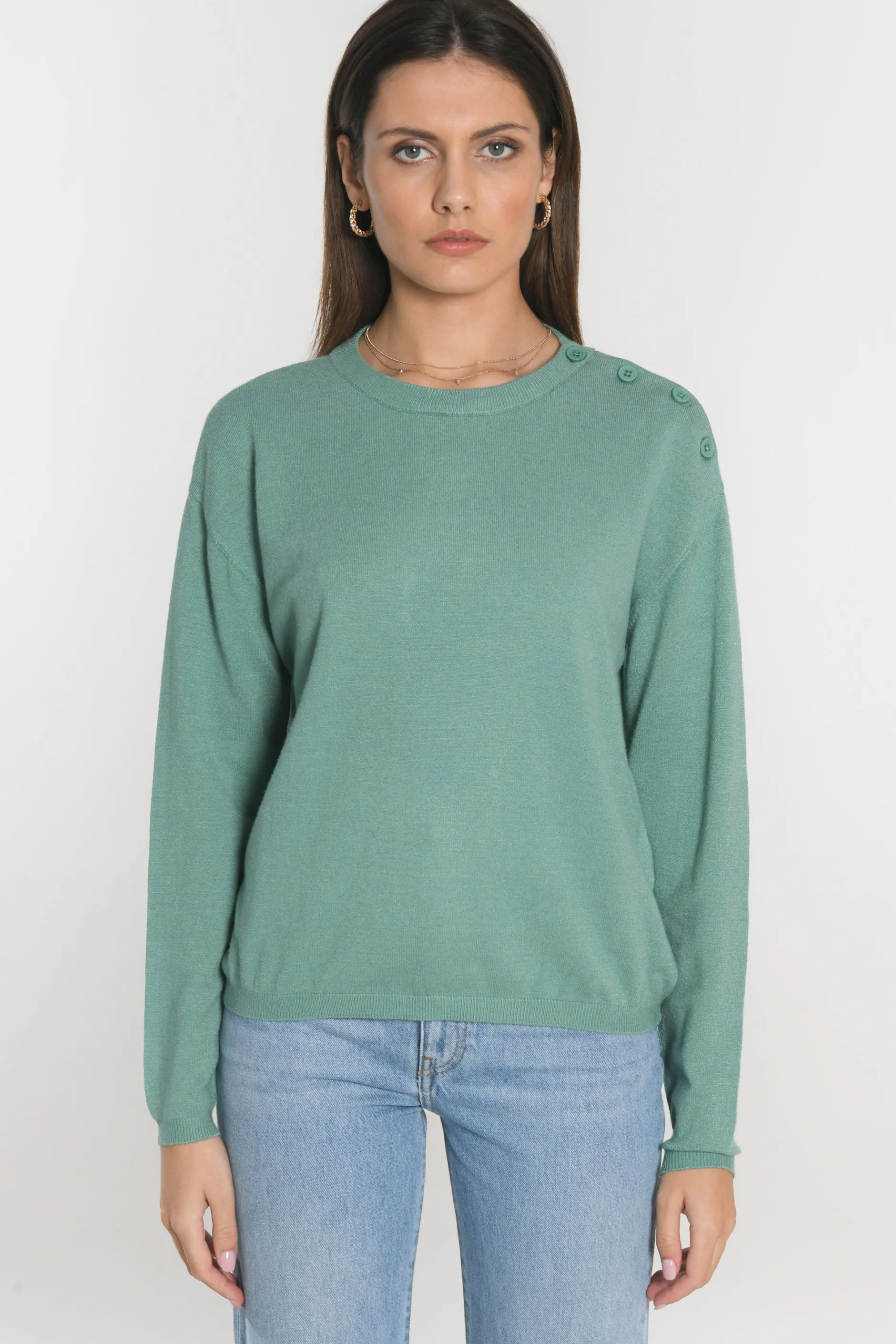 Hot KOOKAÏ PULL BOUTONNE NOLWENN NEPTUNE GREEN Neptunegreen