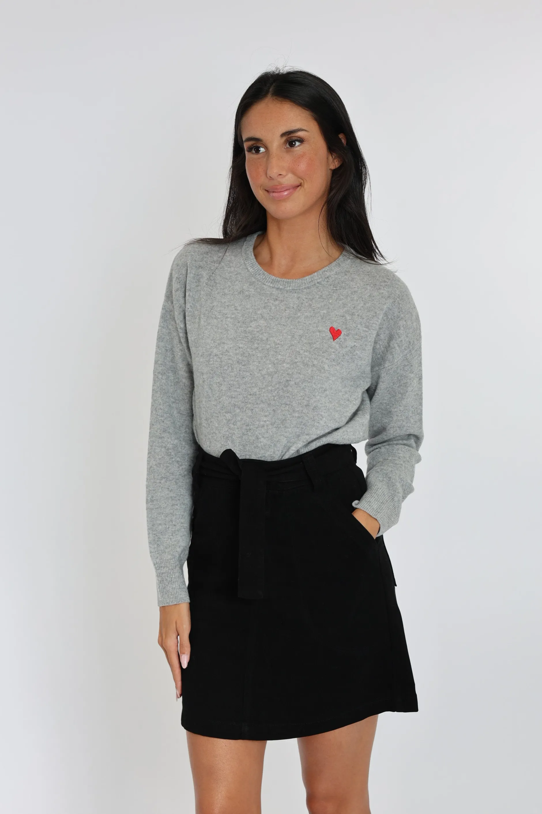 New KOOKAÏ PULL COEUR ANITA GRIS CHINÉ Grischine