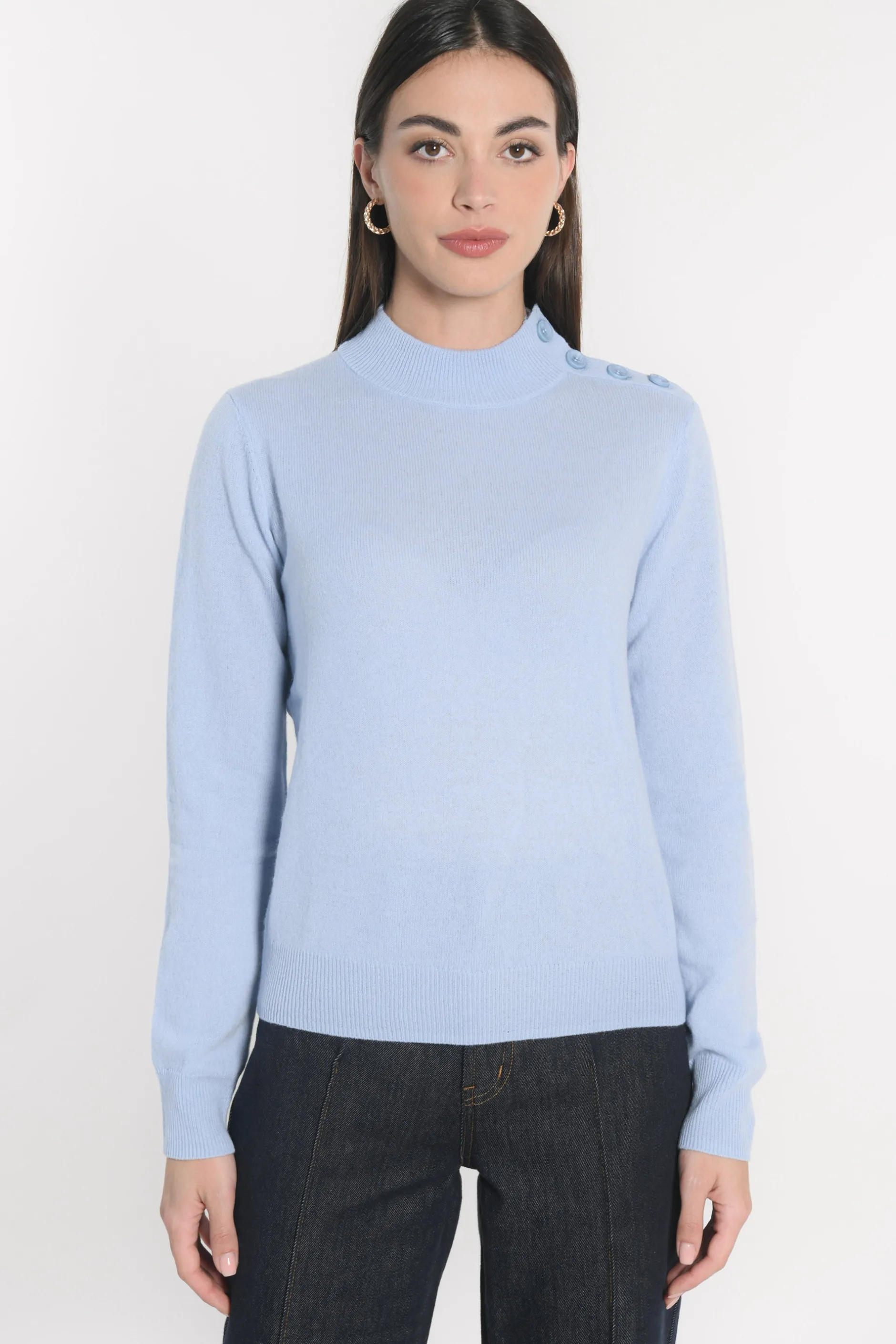 Store KOOKAÏ PULL COL CHEMINÉE ANITA Ciel