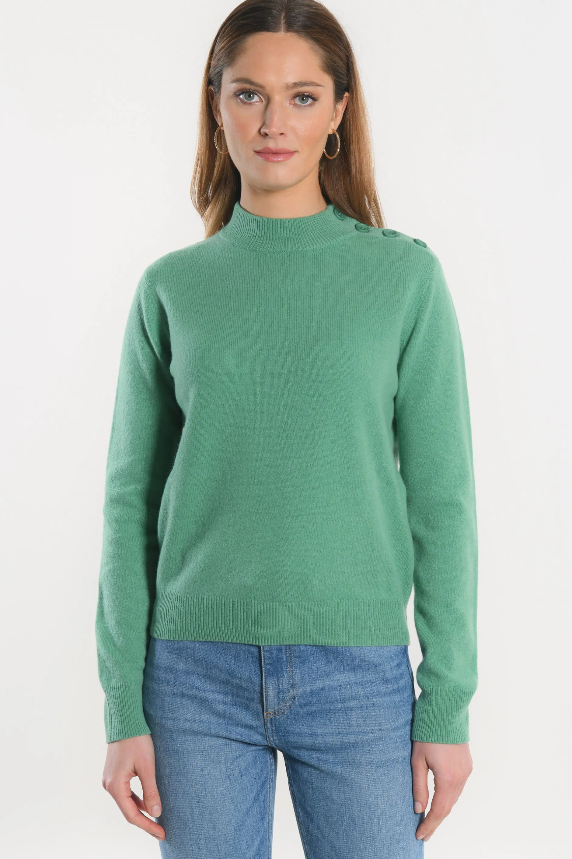 Cheap KOOKAÏ PULL COL CHEMINEE - ANITA - NEPTUNE GREEN Neptunegreen