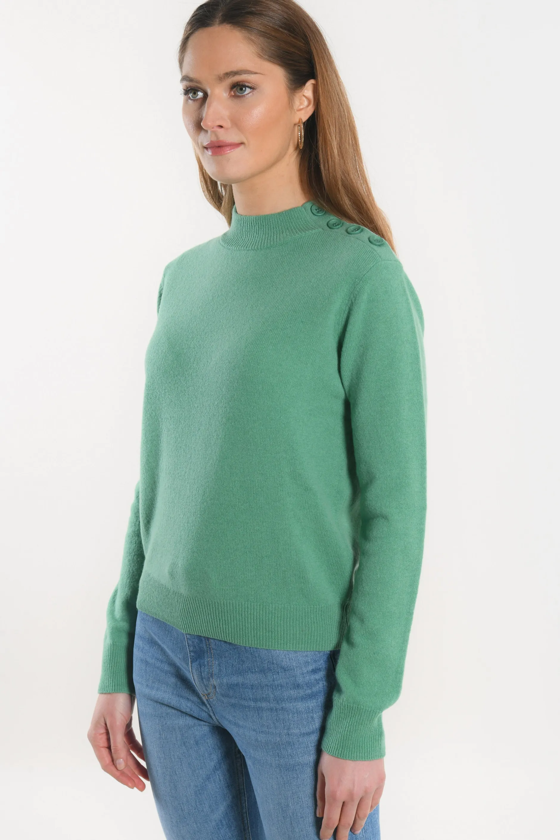 Cheap KOOKAÏ PULL COL CHEMINEE - ANITA - NEPTUNE GREEN Neptunegreen