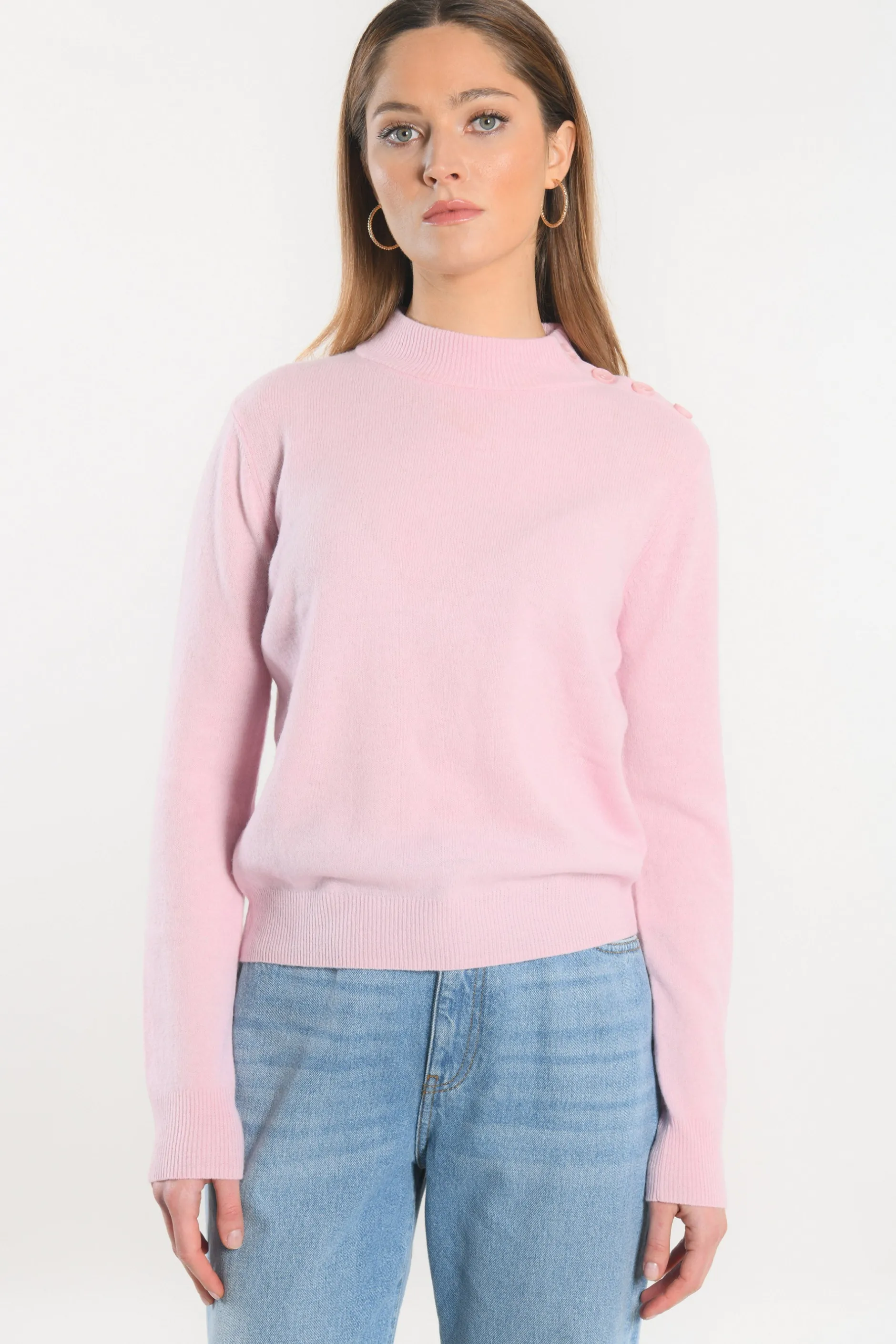 Flash Sale KOOKAÏ PULL COL CHEMINEE - ANITA - ROSE PALE Rosepale
