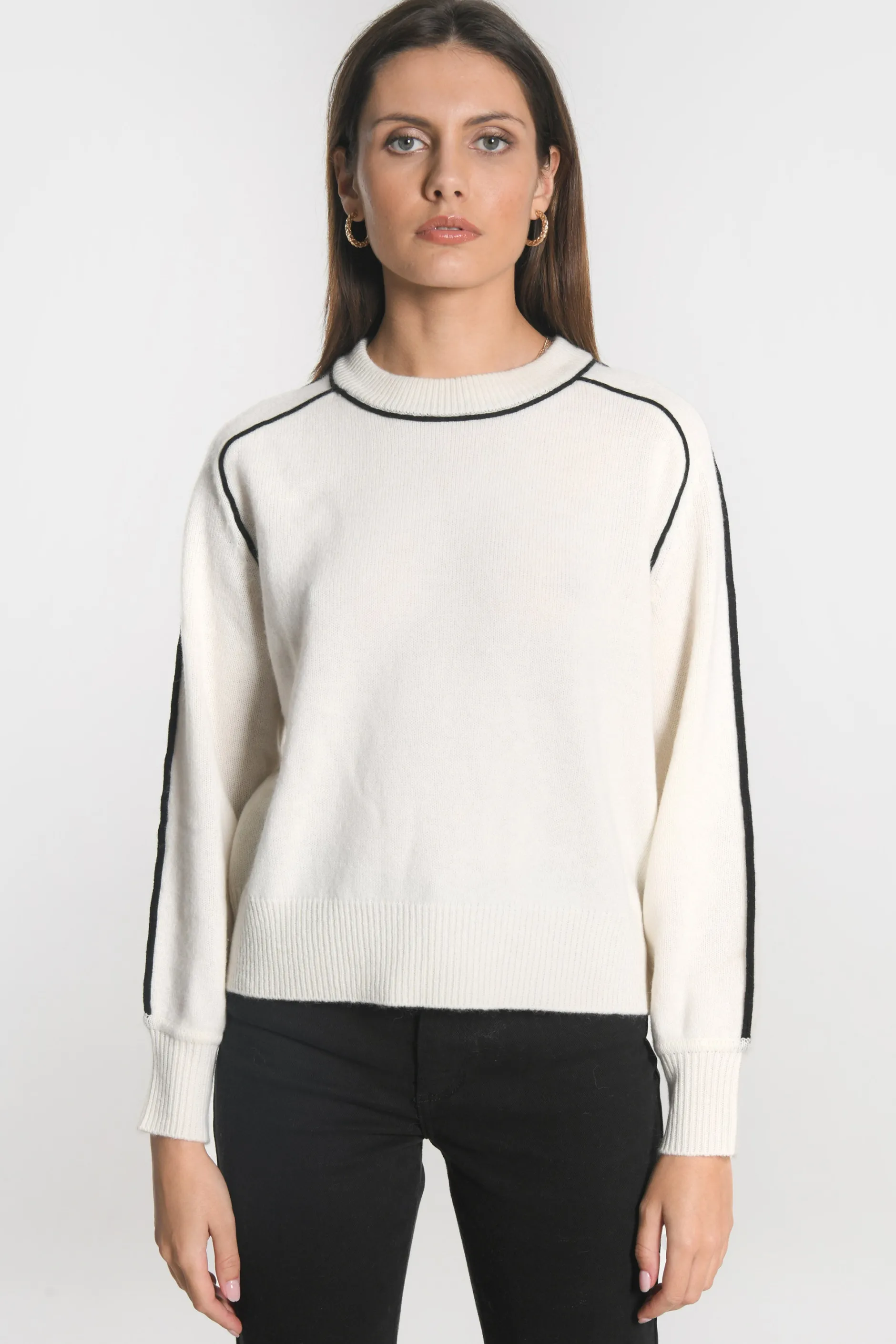 Flash Sale KOOKAÏ PULL COL ROND GABBY ÉCRU/NOIR Ecru/noir