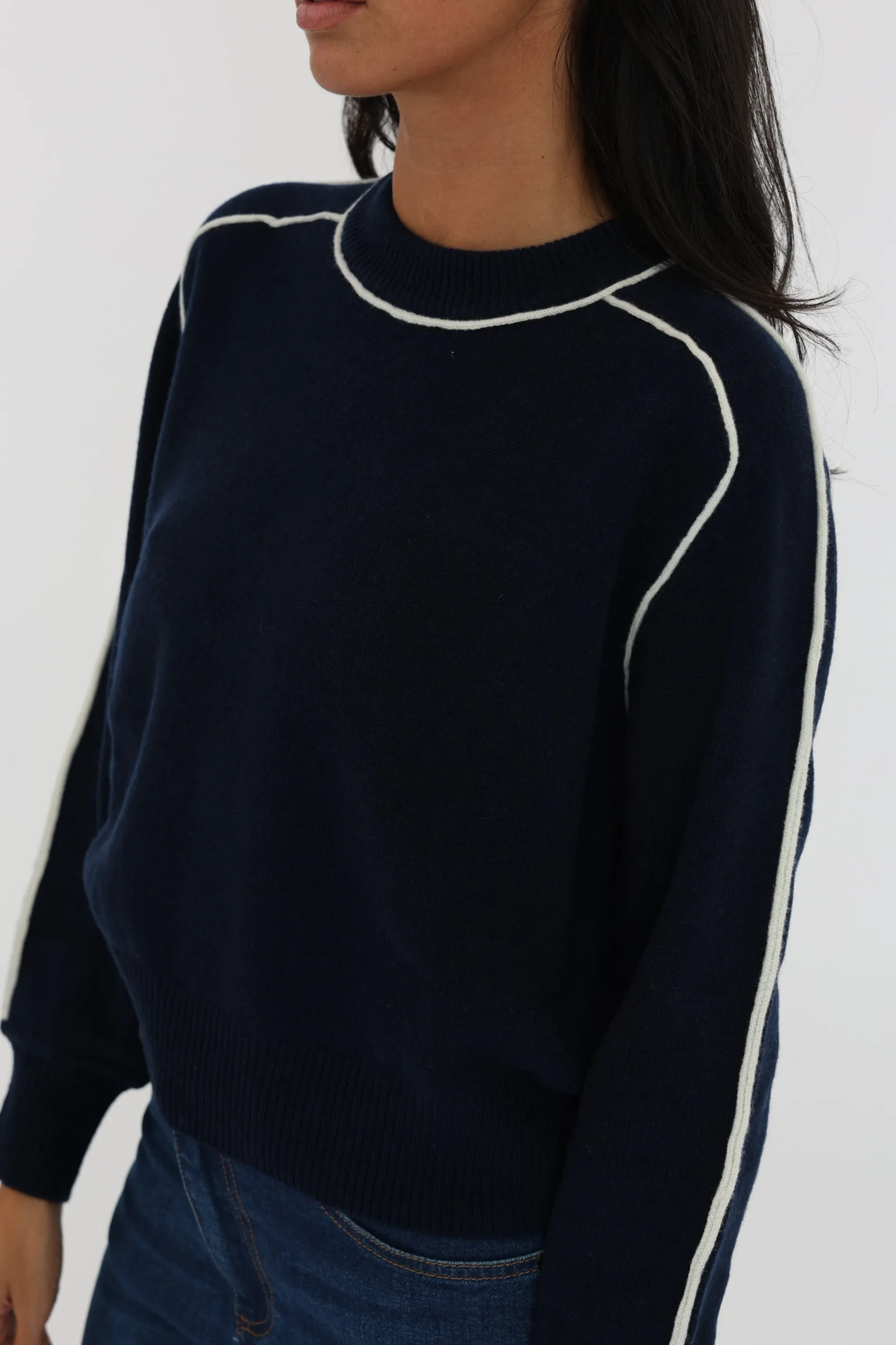 Cheap KOOKAÏ PULL COL ROND GABBY NAVY/ÉCRU Navy/ecru