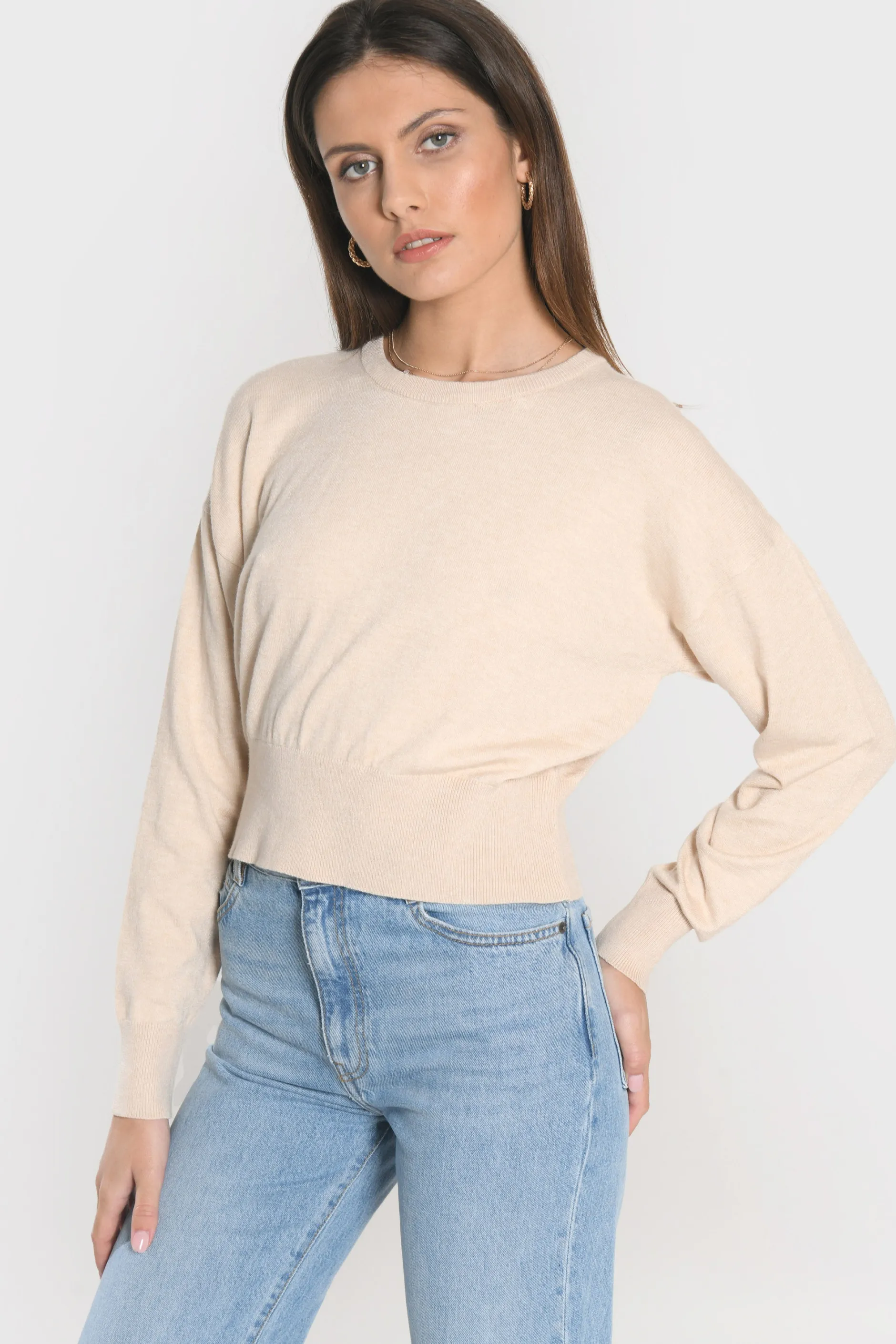 Hot KOOKAÏ PULL COL ROND NOLWENN BEIGE CHINE Beigechine