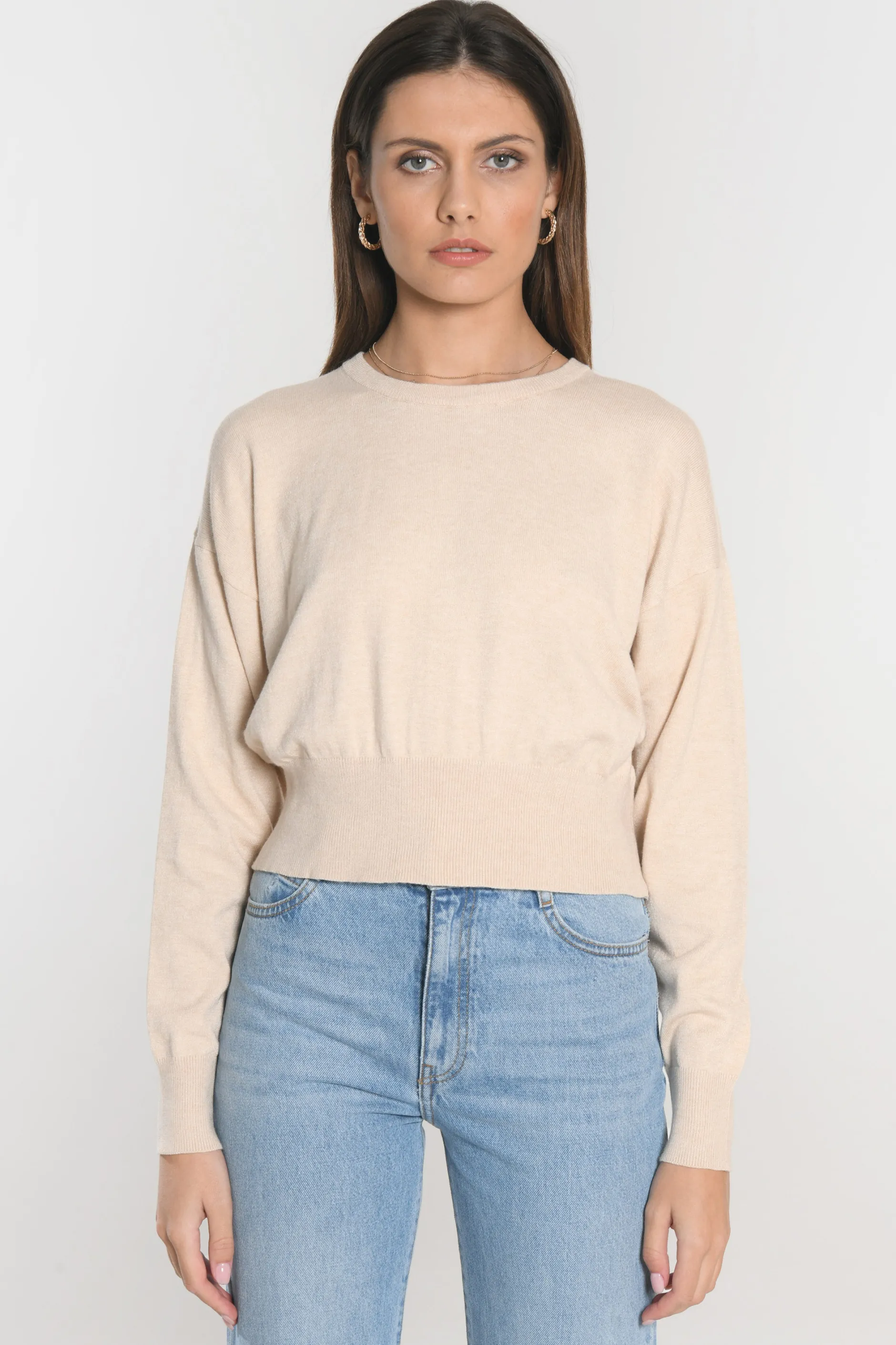 Hot KOOKAÏ PULL COL ROND NOLWENN BEIGE CHINE Beigechine