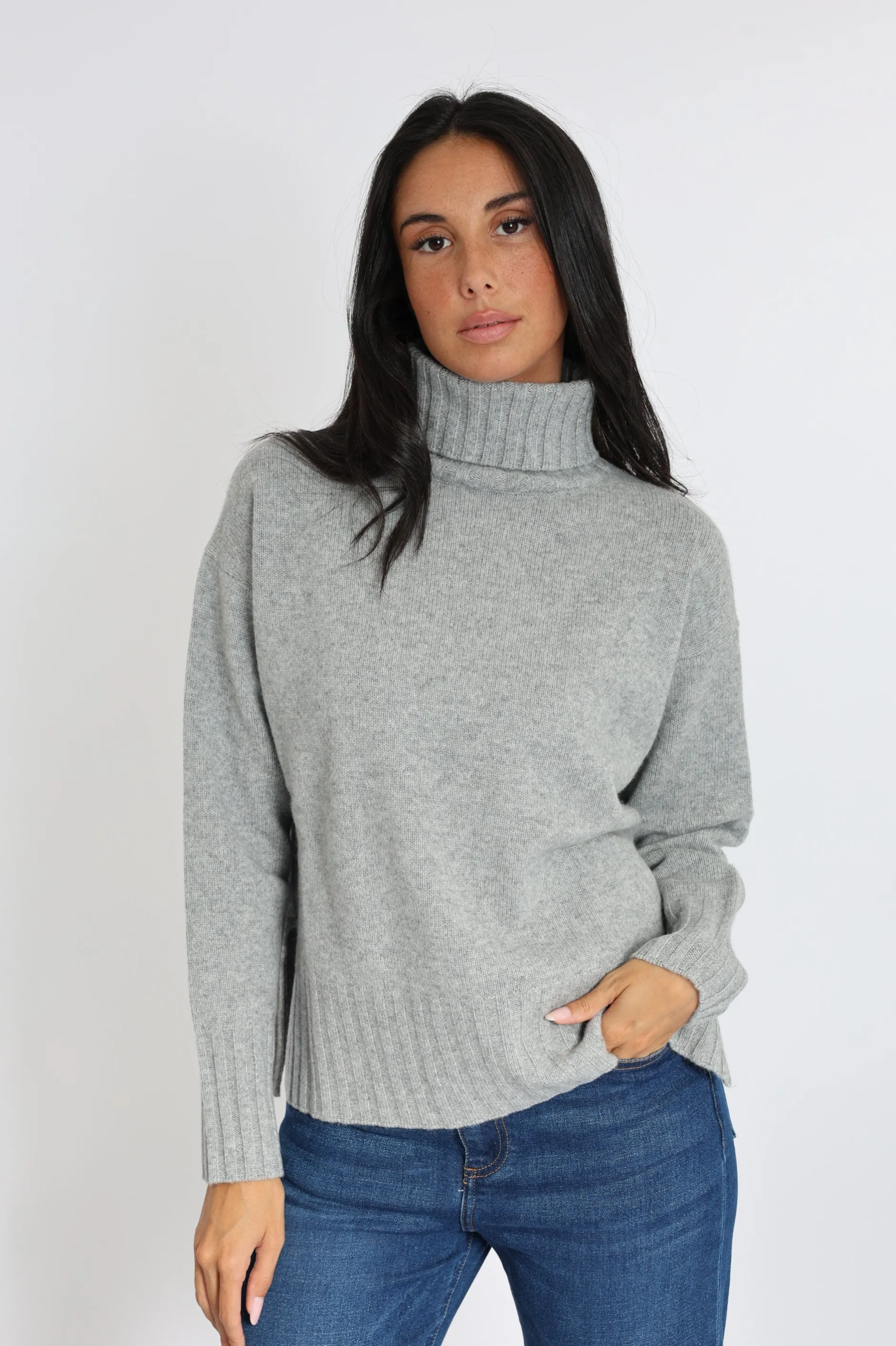 Clearance KOOKAÏ PULL COL ROULÉ CELINA GRIS CHINÉ Grischine