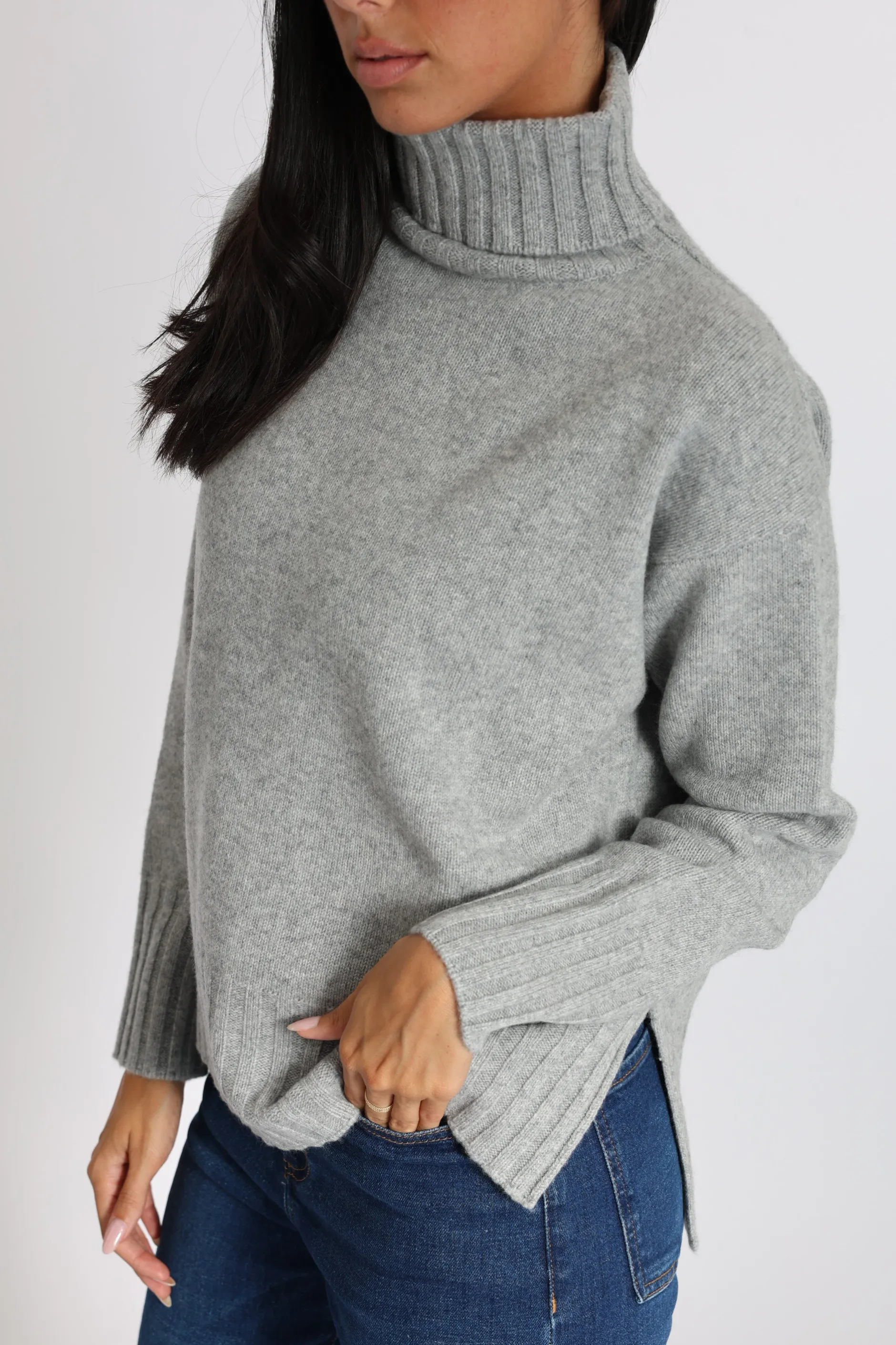 Clearance KOOKAÏ PULL COL ROULÉ CELINA GRIS CHINÉ Grischine