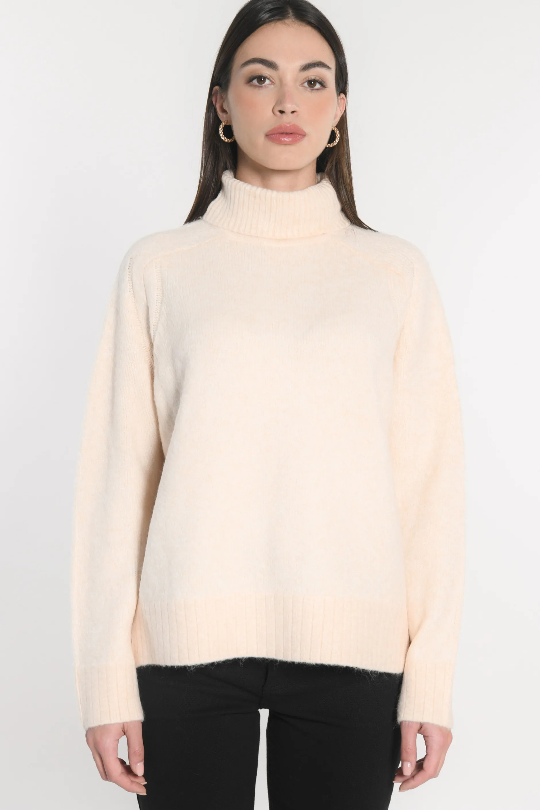 Clearance KOOKAÏ PULL COL ROULÉ JOANA BEIGE CHINÉ Beigechine