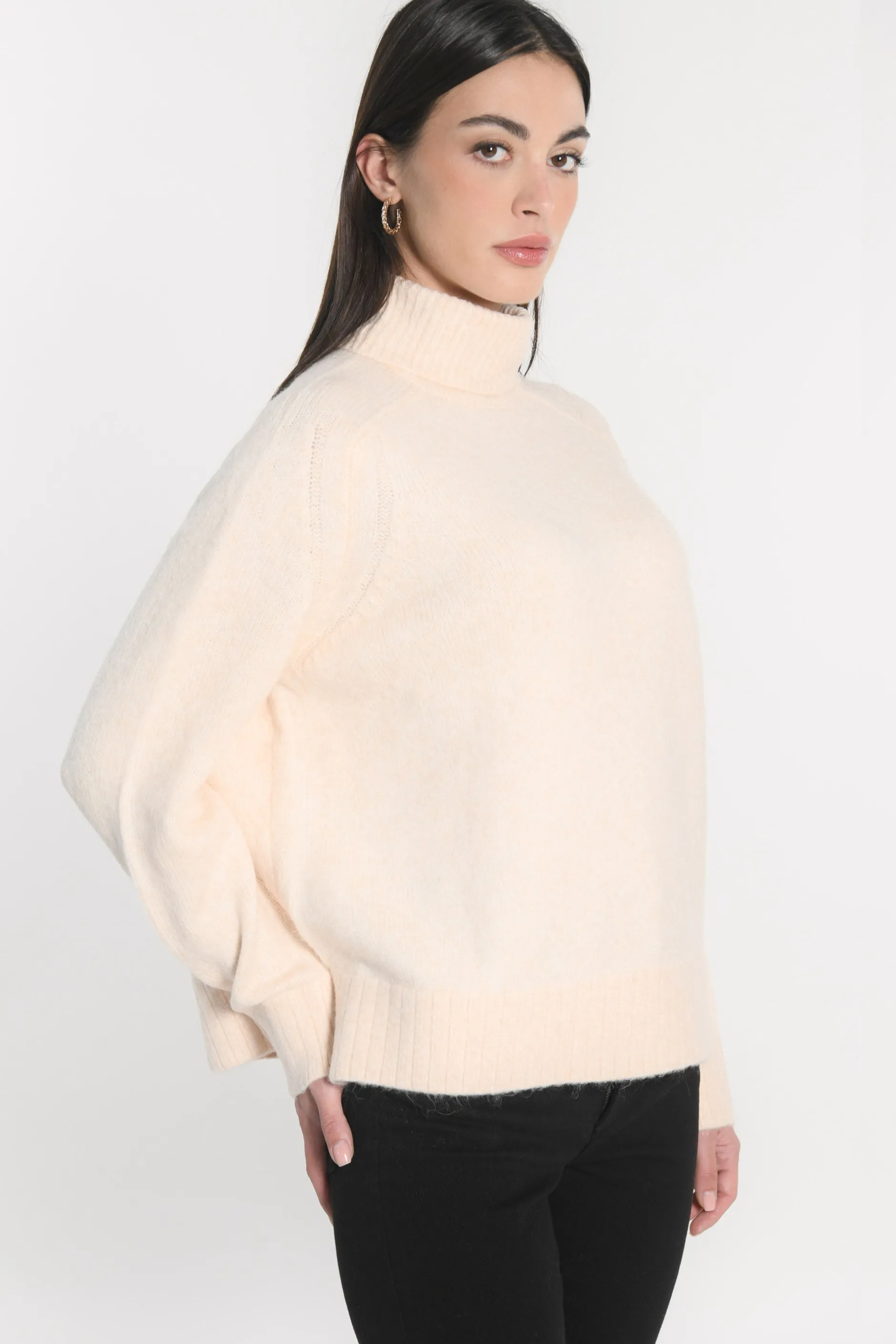 Clearance KOOKAÏ PULL COL ROULÉ JOANA BEIGE CHINÉ Beigechine
