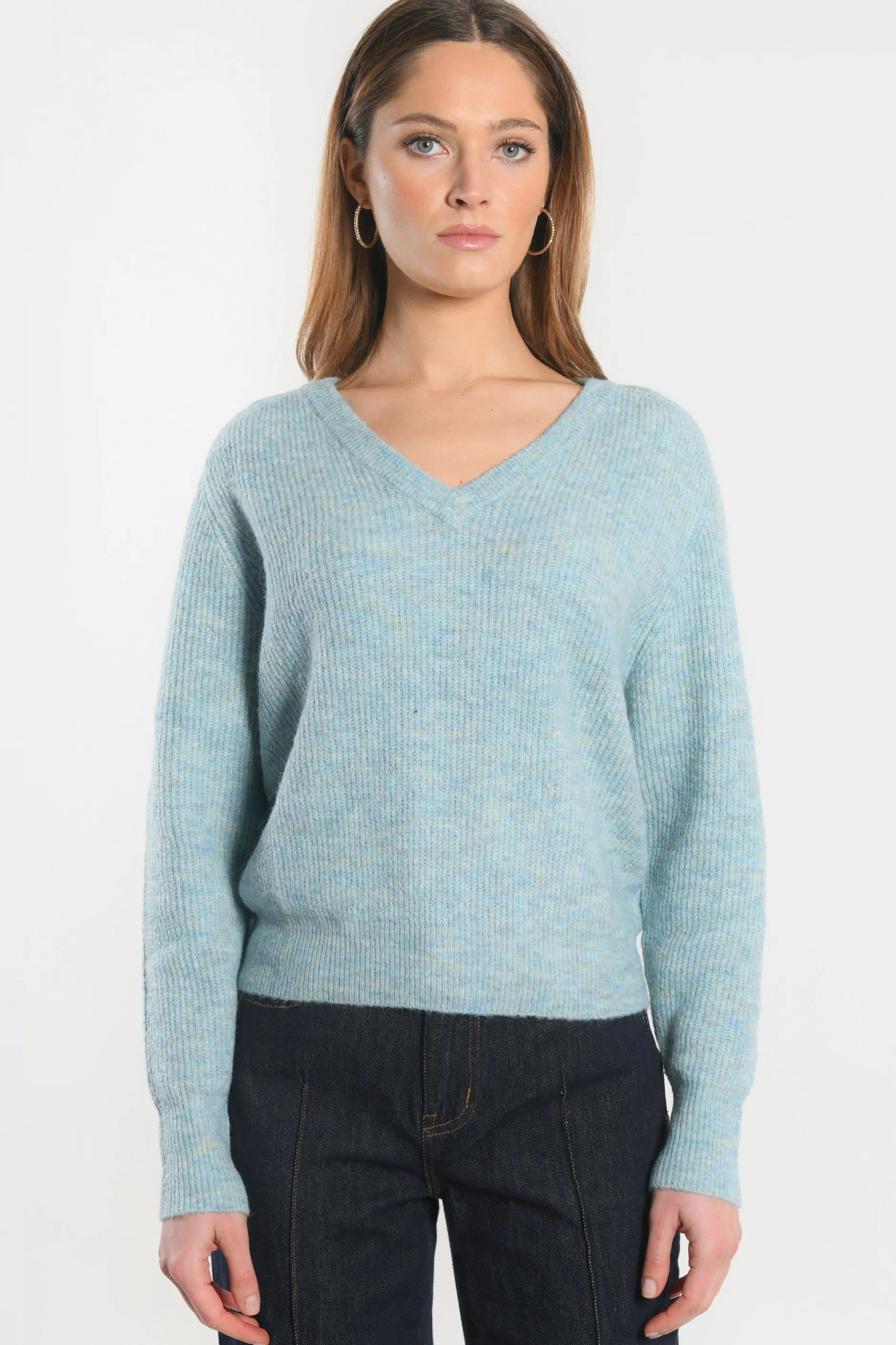 Store KOOKAÏ PULL COL V - DANNA - Ciel