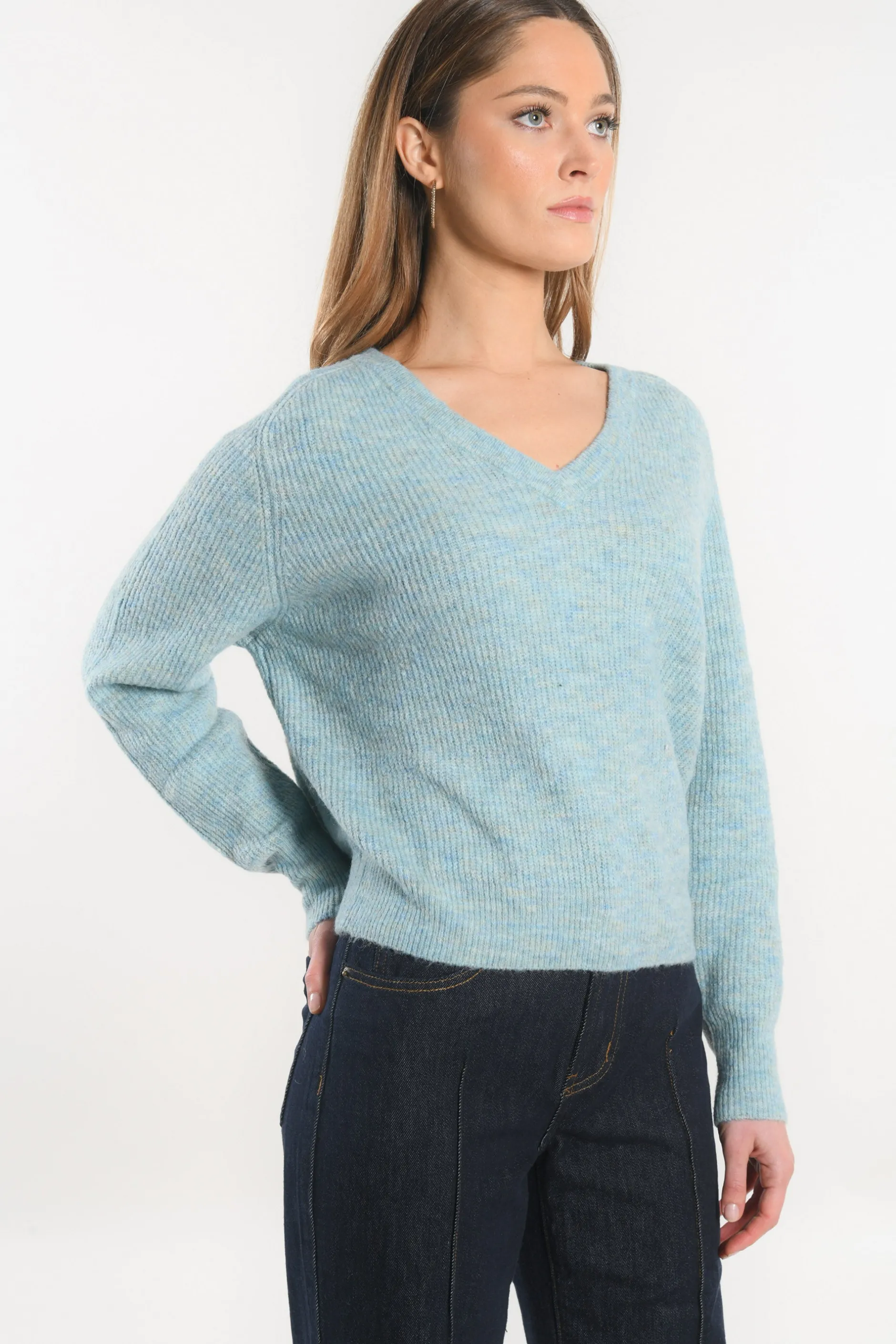 Store KOOKAÏ PULL COL V - DANNA - Ciel