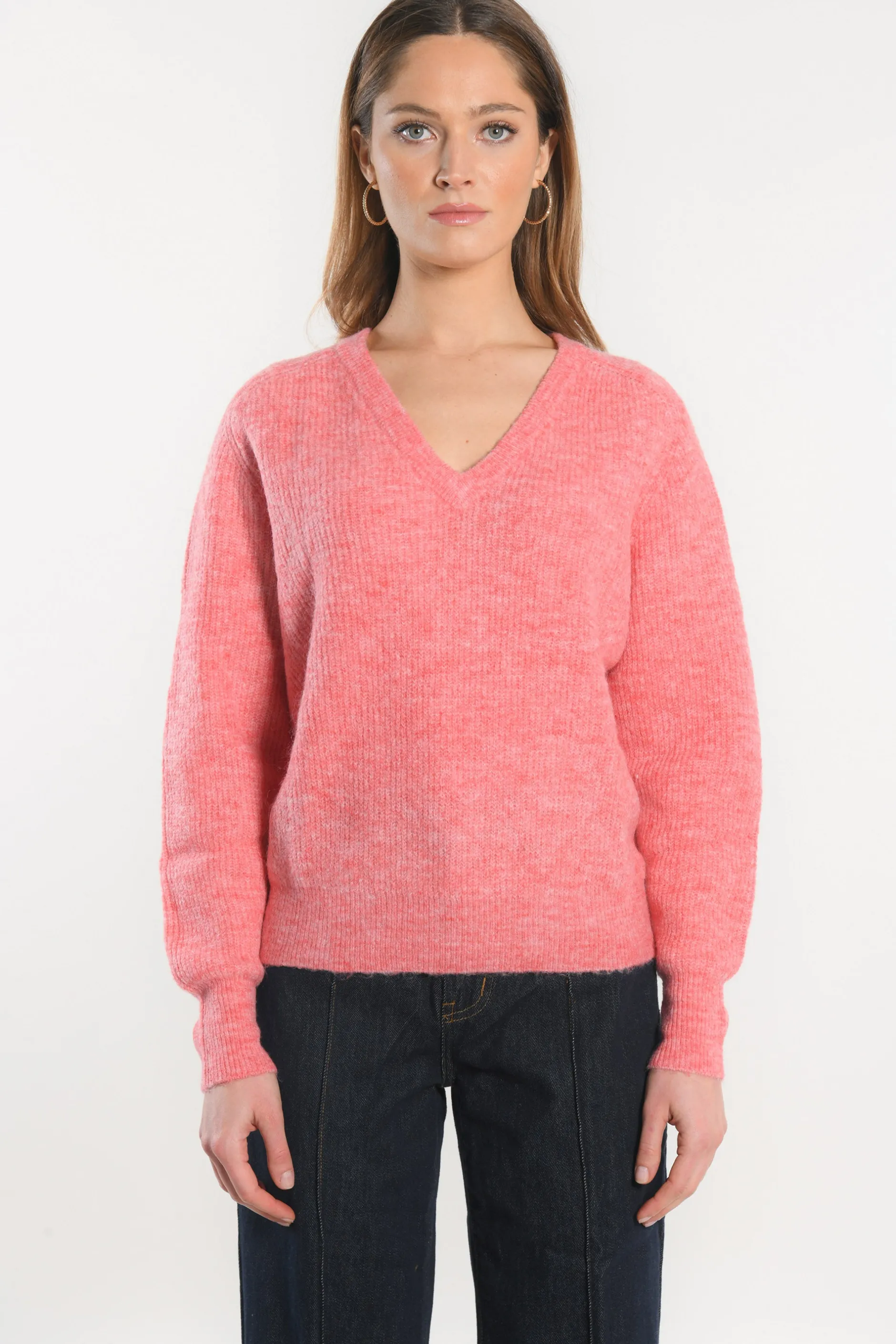 New KOOKAÏ PULL COL V - DANNA - RAPTUR ROSE Rapturrose
