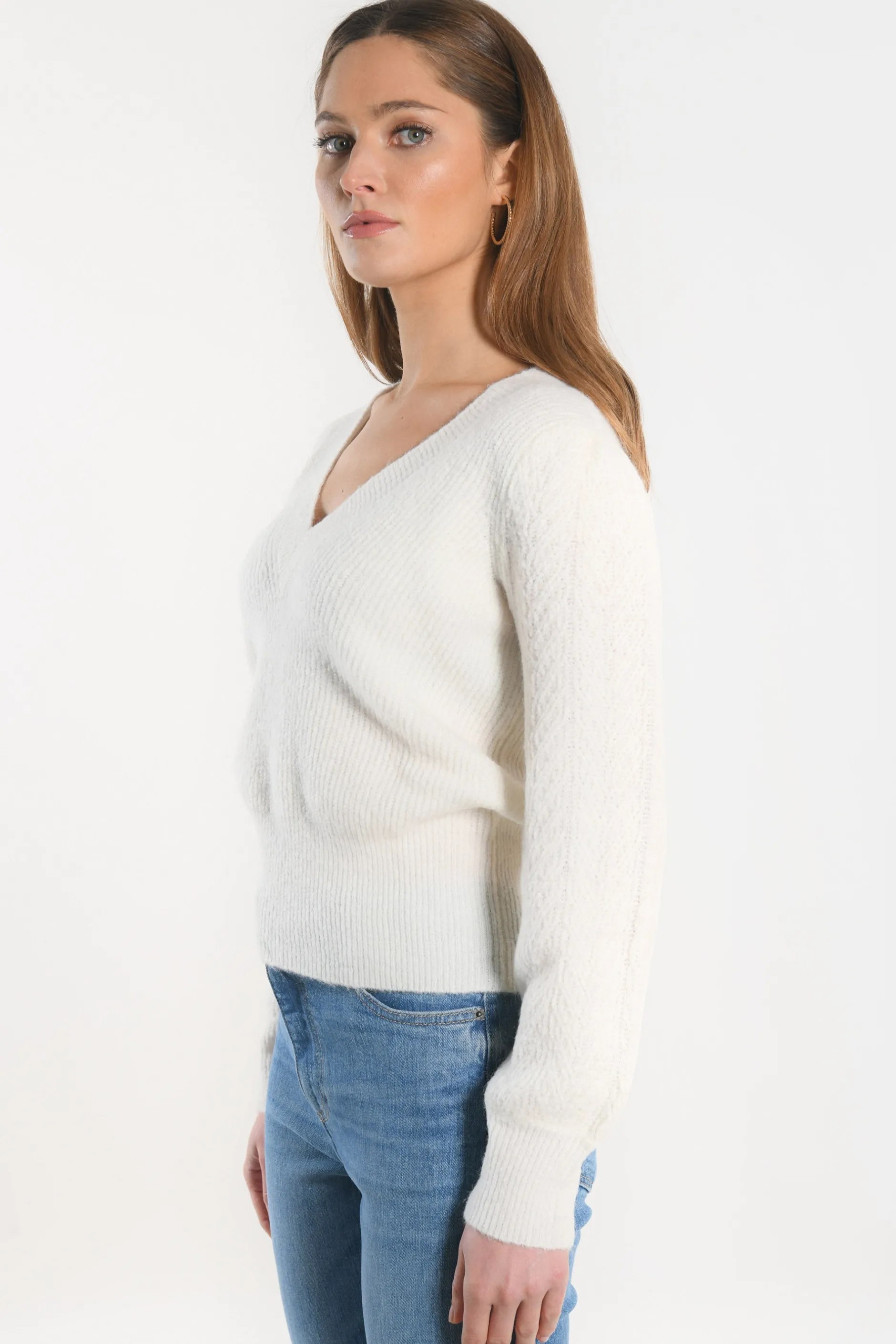 New KOOKAÏ PULL COL V - DAYANA - Ecru