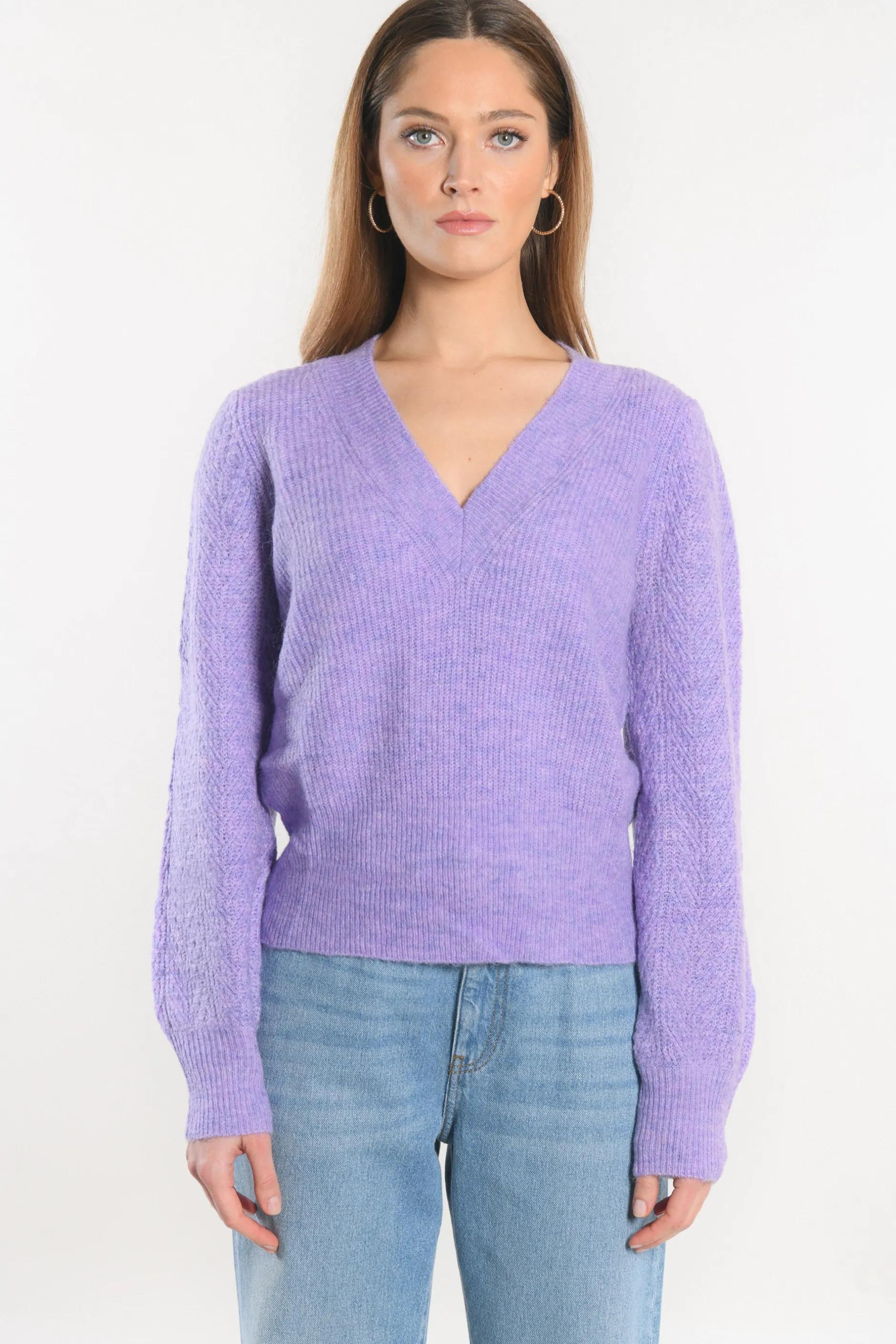Fashion KOOKAÏ PULL COL V - DAYANA - Lilas