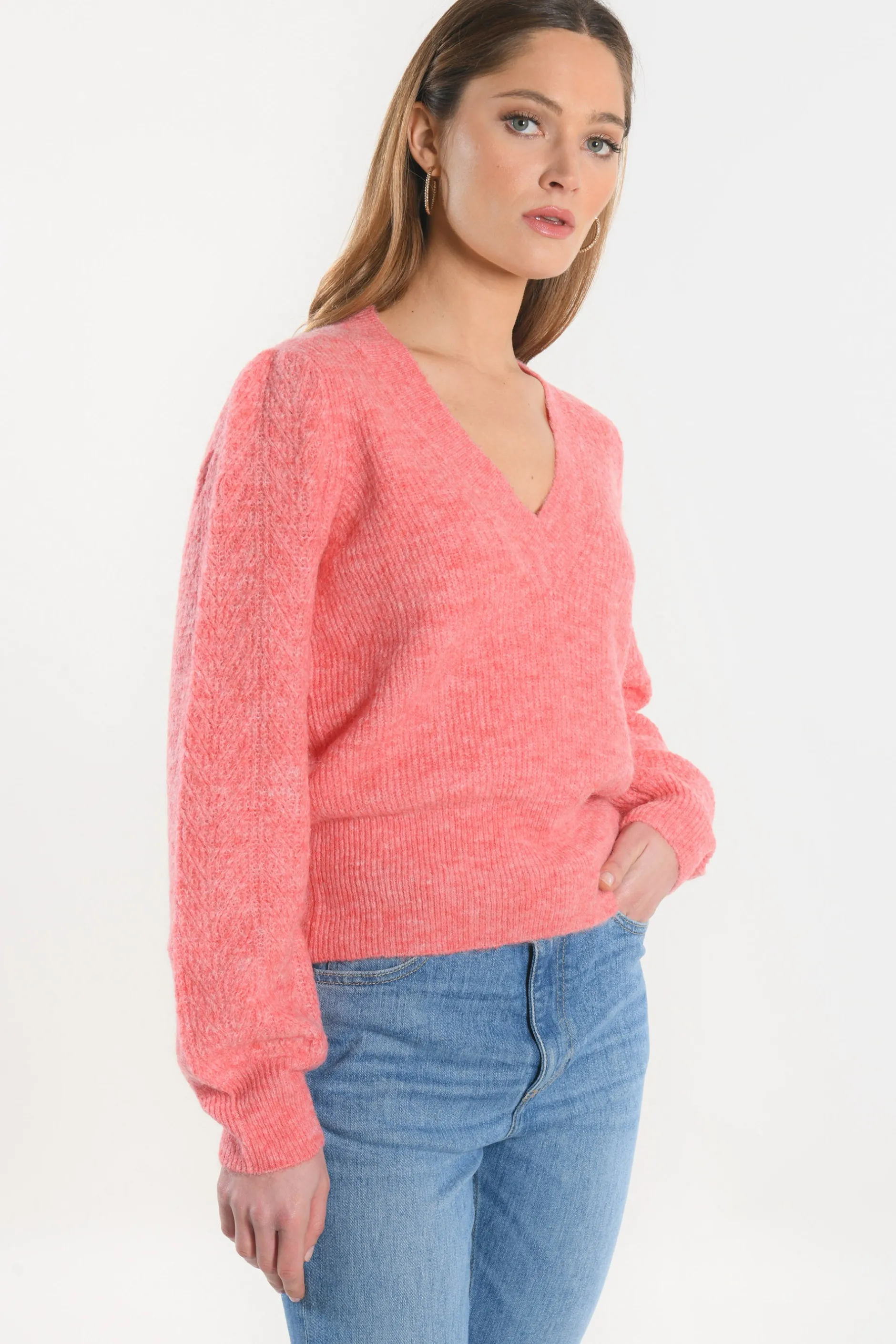 Flash Sale KOOKAÏ PULL COL V - DAYANA - RAPTUR ROSE Rapturrose