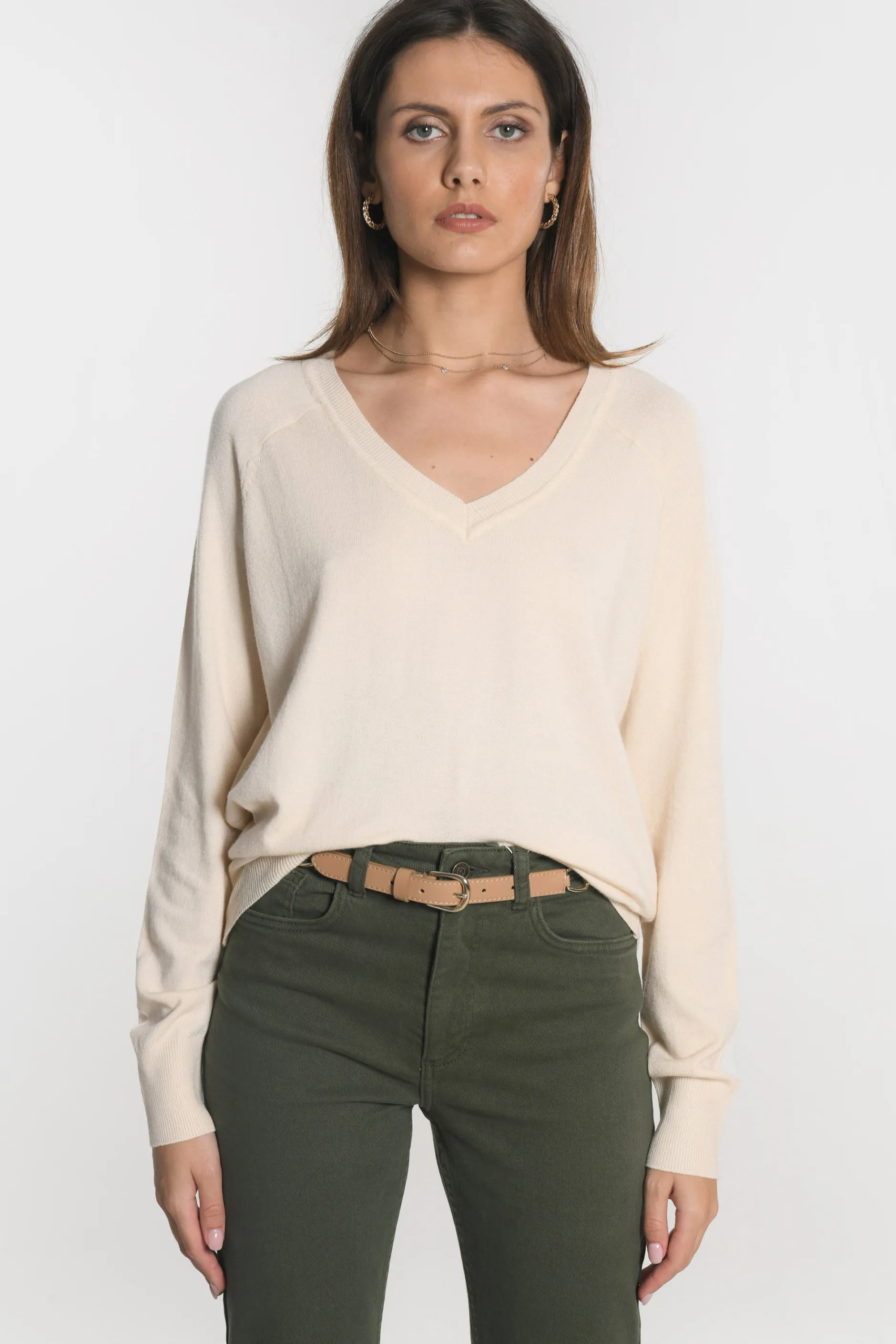 Cheap KOOKAÏ PULL COL V NOLWENN Ecru