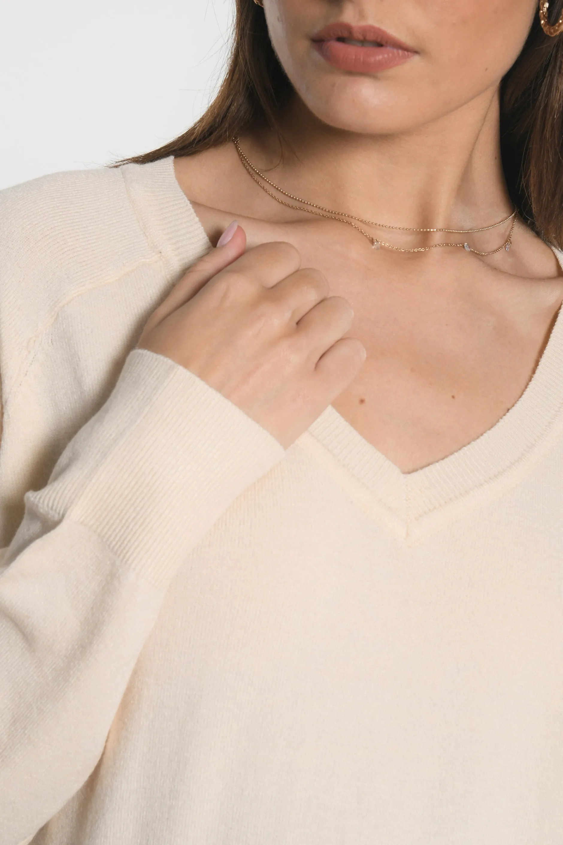 Cheap KOOKAÏ PULL COL V NOLWENN Ecru