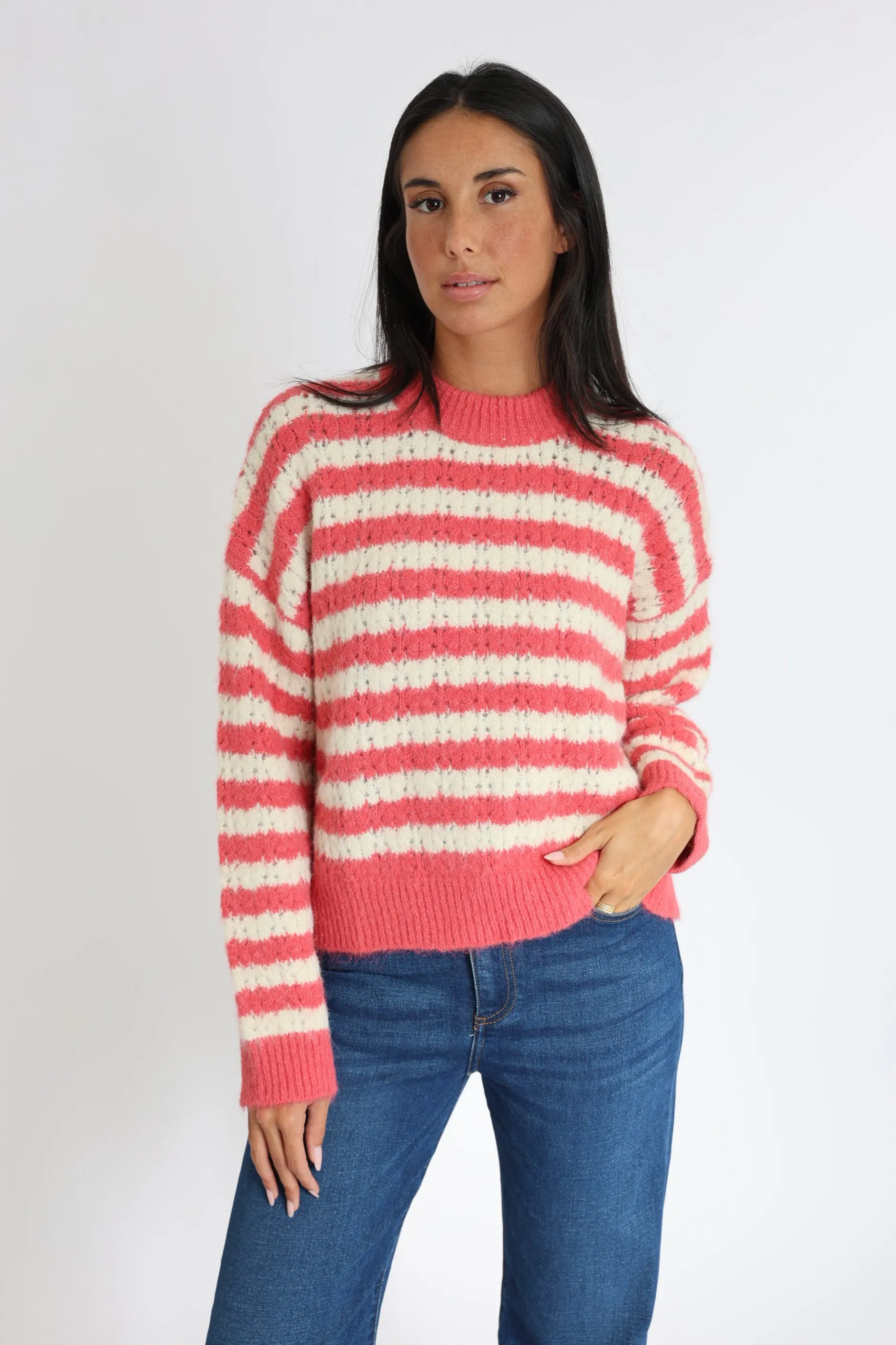 Clearance KOOKAÏ PULL RAYÉ CENDY ROSE/ÉCRU Rapturrose/ecru