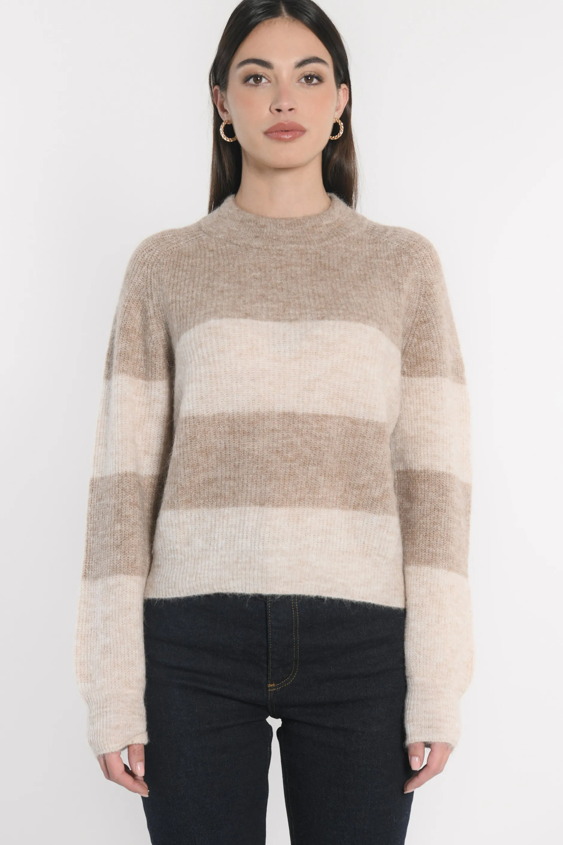 Best KOOKAÏ PULL RAYÉ COLETTE BROWN/BEIGE CHINÉ Brown/beigechine
