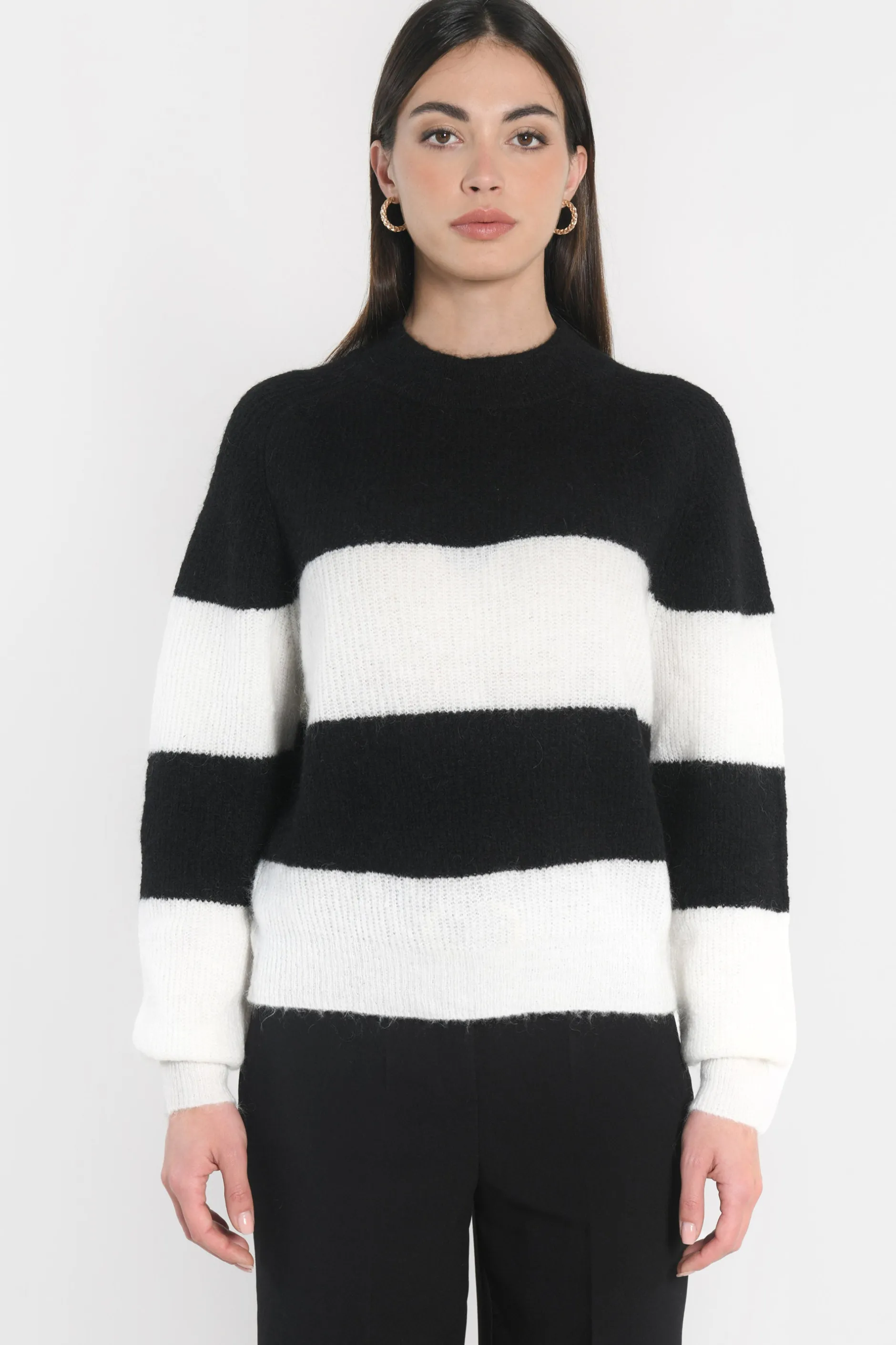 Cheap KOOKAÏ PULL RAYÉ COLETTE NOIR/ÉCRU Noir/ecru