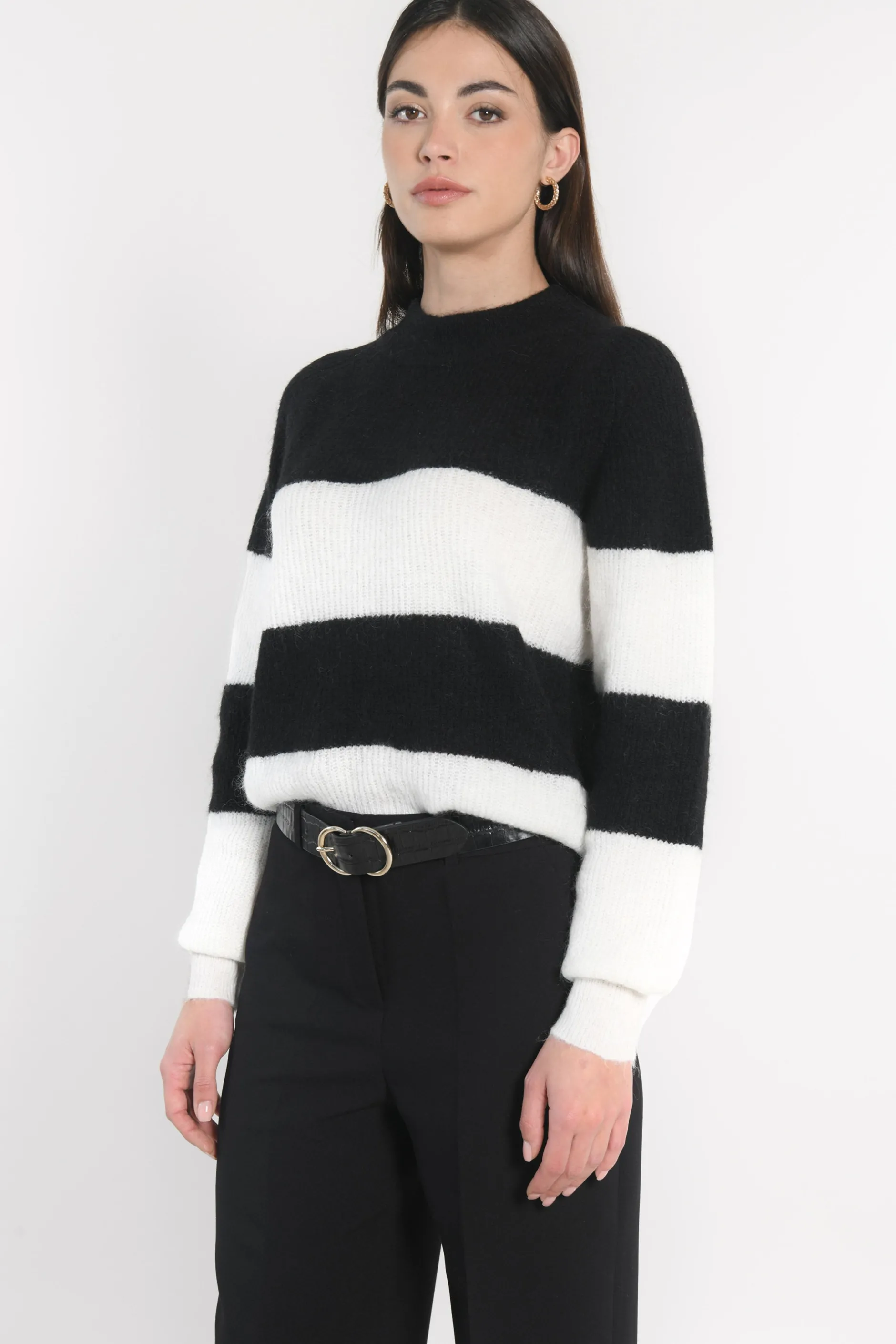 Cheap KOOKAÏ PULL RAYÉ COLETTE NOIR/ÉCRU Noir/ecru