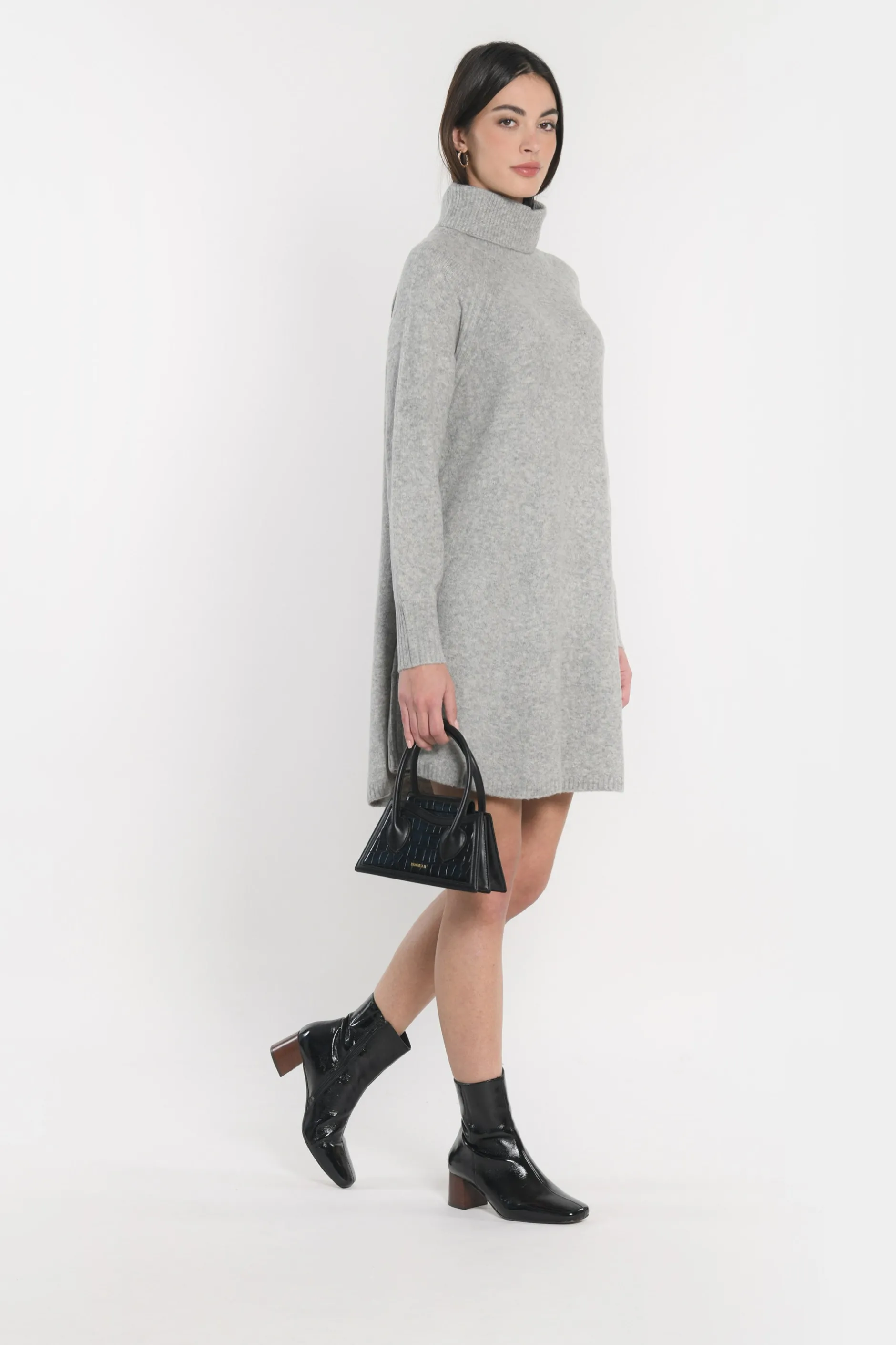 Sale KOOKAÏ ROBE COL ROULÉ MANDY GRIS CHINÉ Grischine