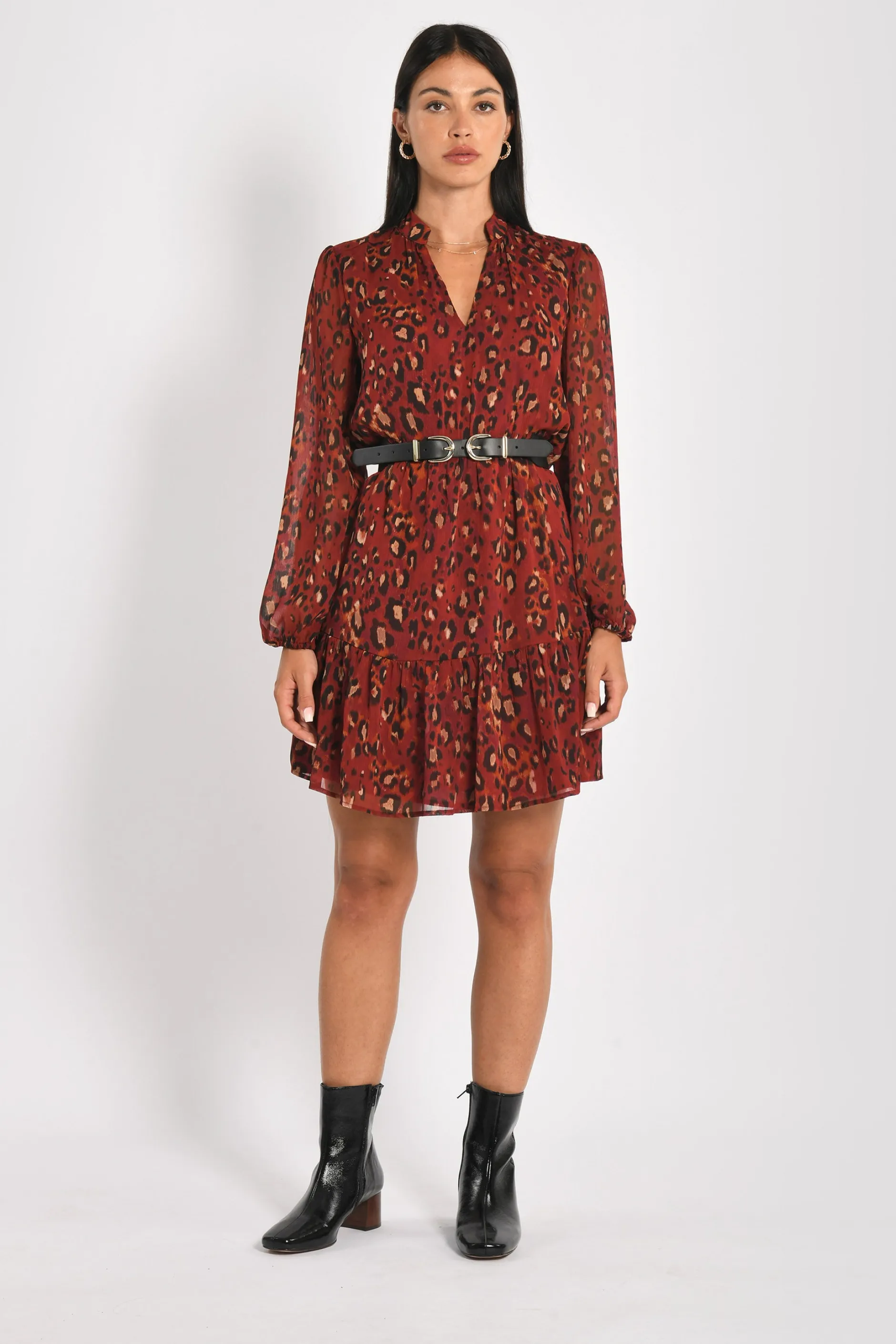 Online KOOKAÏ ROBE COURTE LEOPARD MINA MULTI Bordeaux